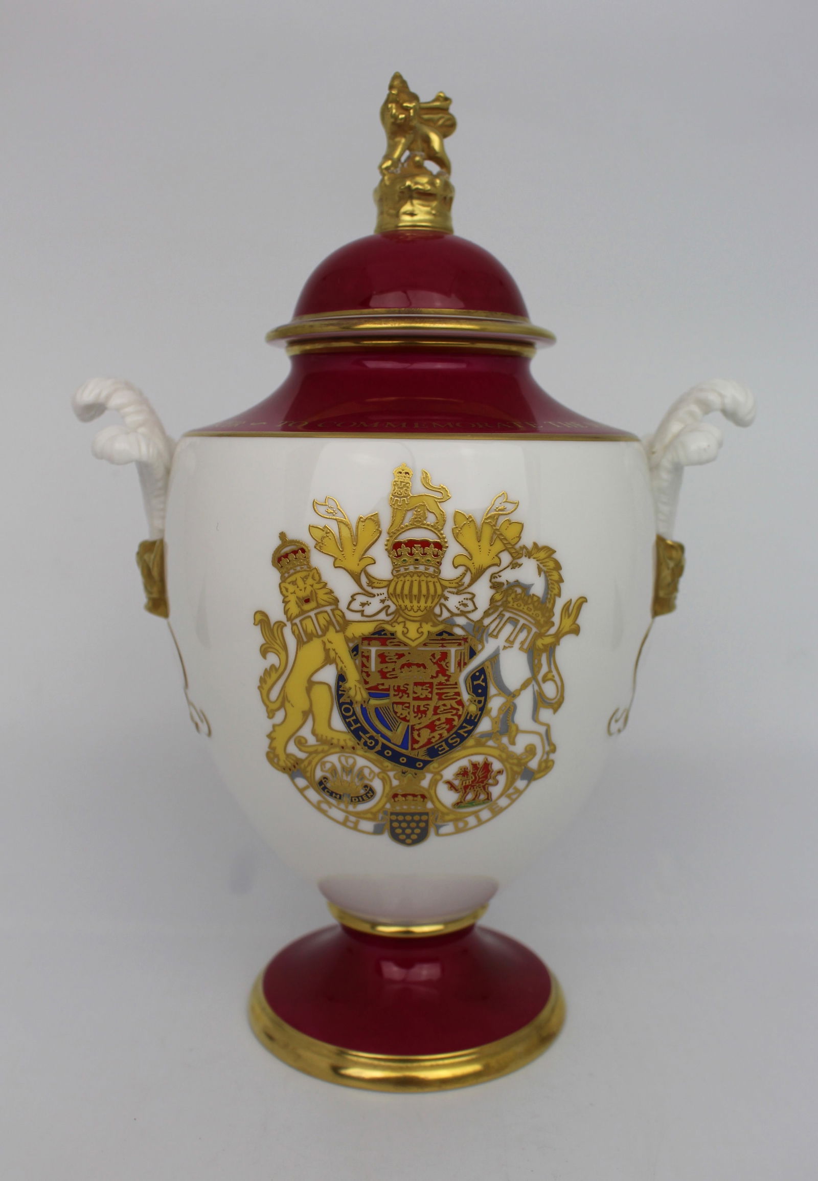 Royal Worcester Royal Marriage Vase: Title: Royal Worcester Royal Marriage Vase Description: Royal Worcester Royal Marriage Vase Royal Worcester lidded vase made to commemorate the marriage of H.R.H. The Prince of Wales & Lady