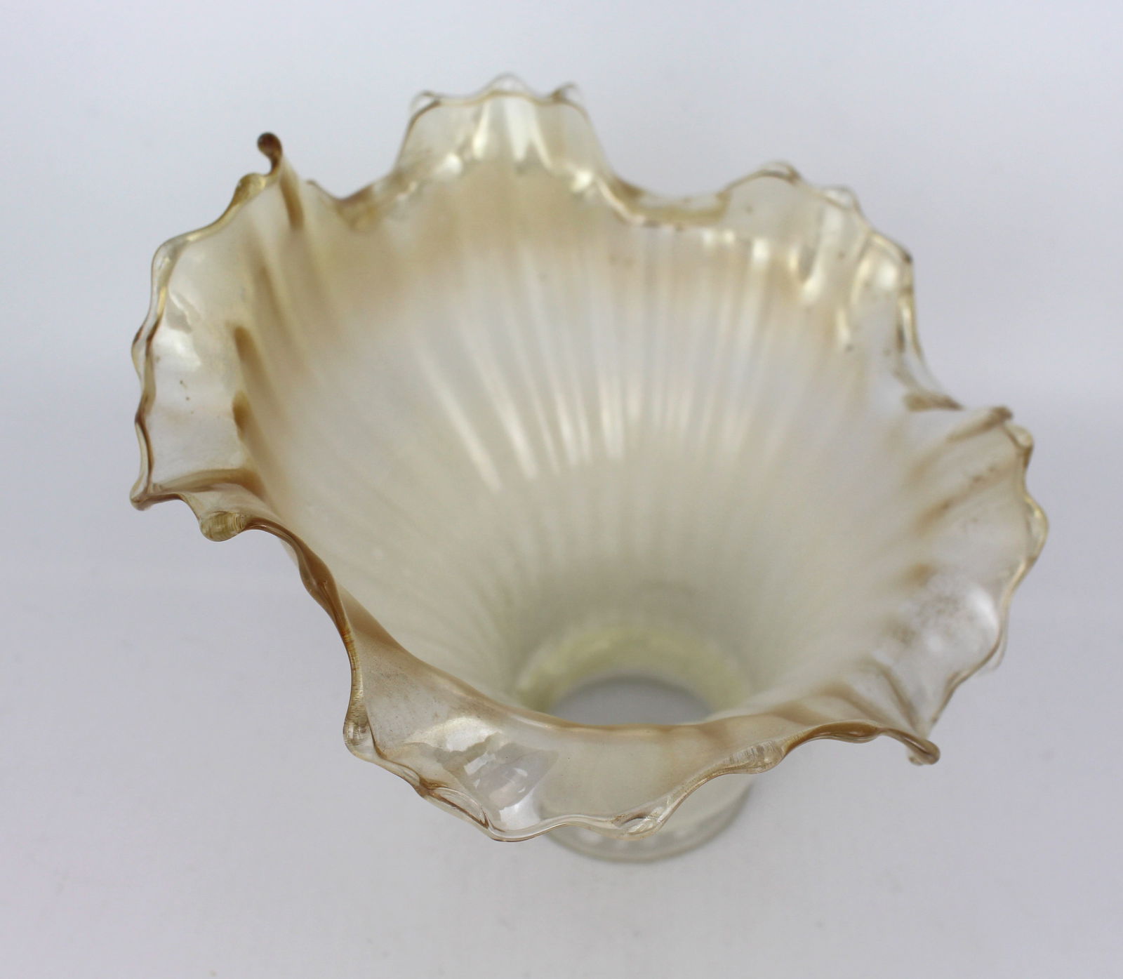 3 x Vintage Angled Ruffled Glass Lampshades - 2