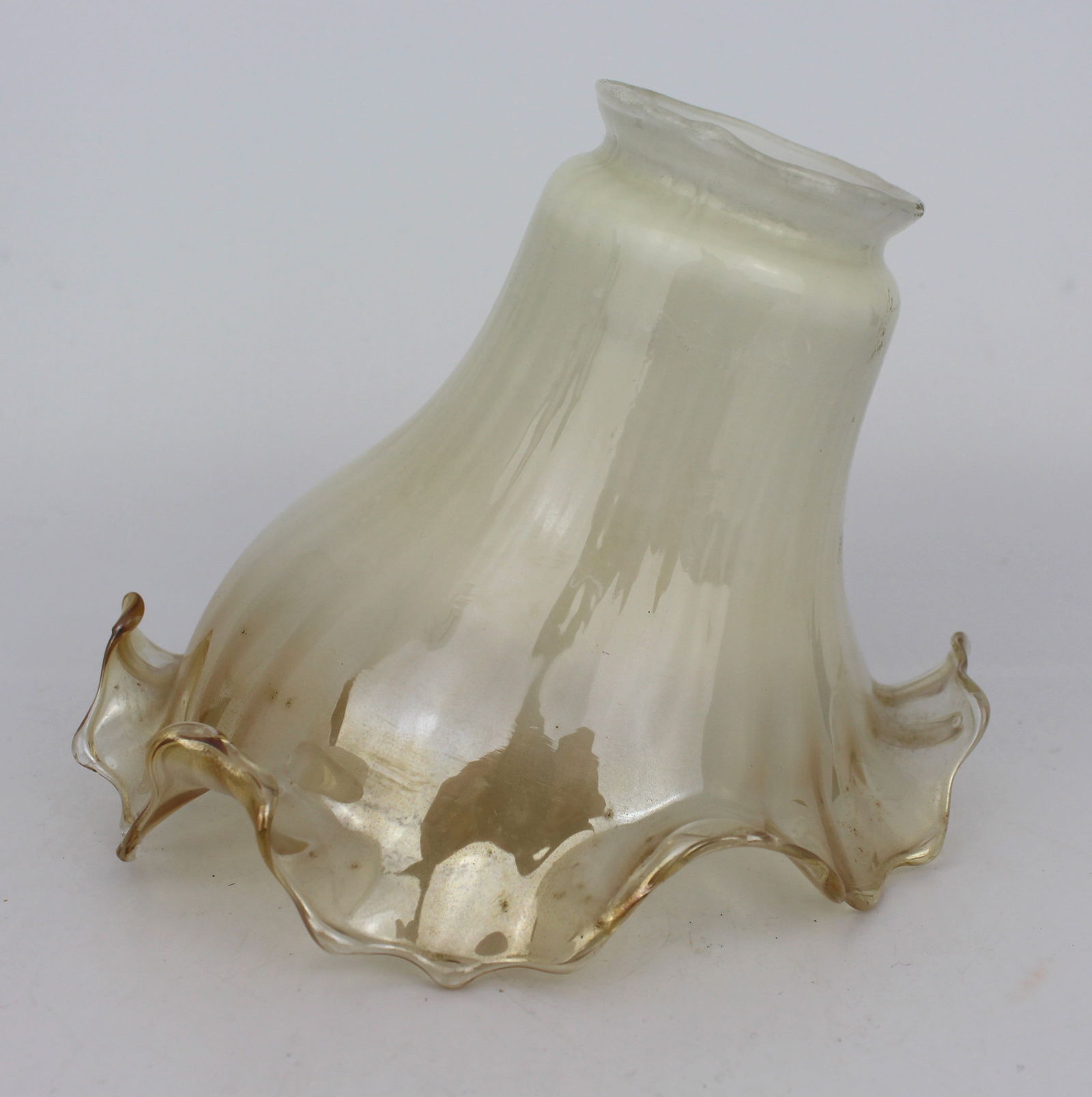 3 x Vintage Angled Ruffled Glass Lampshades - 3