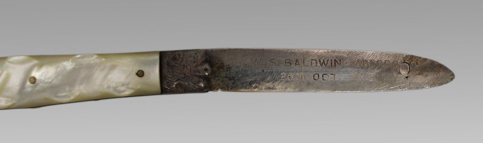 Early 20th c. Mother of Pearl Silver Handled Fruit Knife - 3