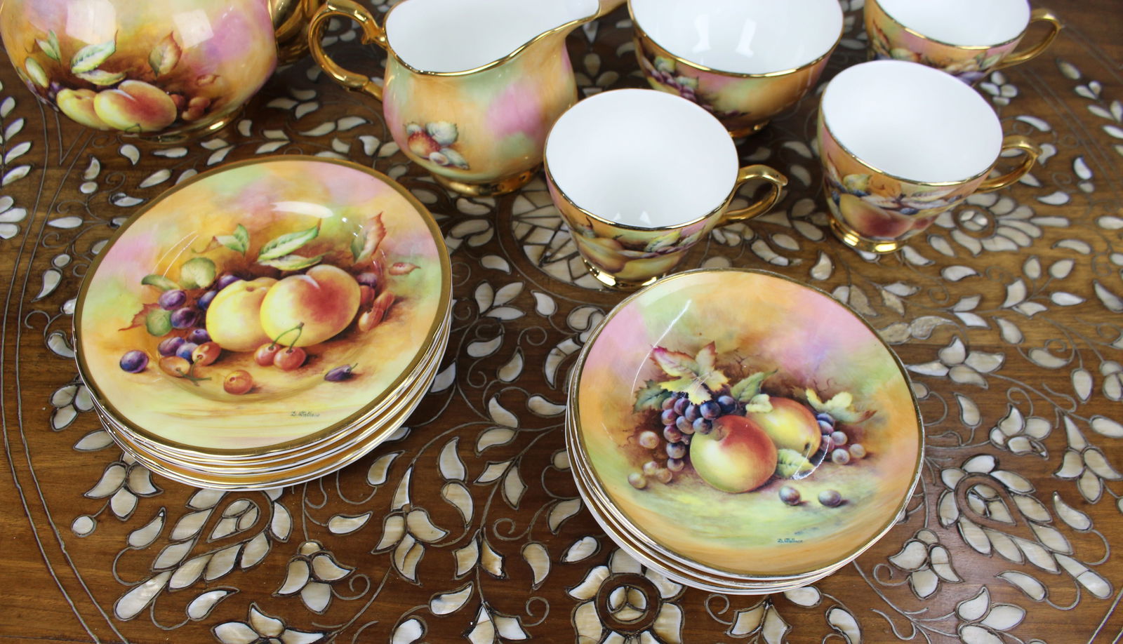 Claytonsdale Hand-Decorated Tea Service with Fruit Decoration - 5