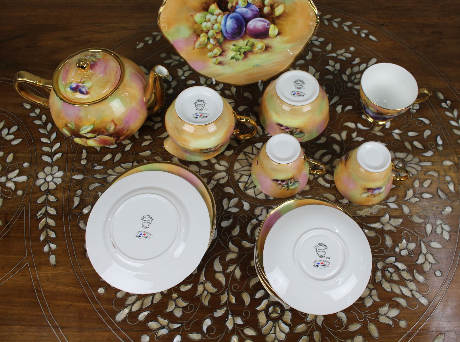 Claytonsdale Hand-Decorated Tea Service with Fruit Decoration - 6