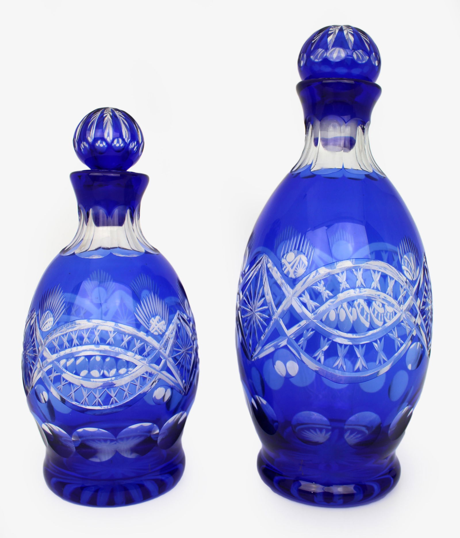 Antique Bohemian Cobalt Blue Overlay Cut Crystal Suite, 27 Pieces – Circa 1910 - 14