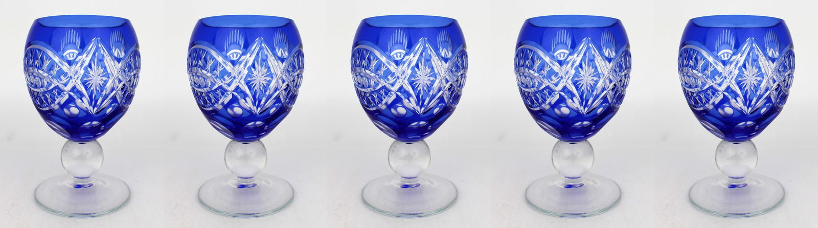 Antique Bohemian Cobalt Blue Overlay Cut Crystal Suite, 27 Pieces – Circa 1910 - 3