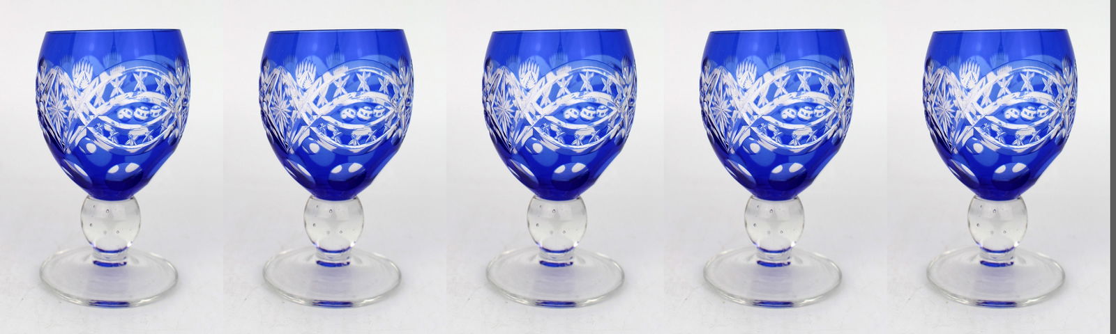 Antique Bohemian Cobalt Blue Overlay Cut Crystal Suite, 27 Pieces – Circa 1910 - 4