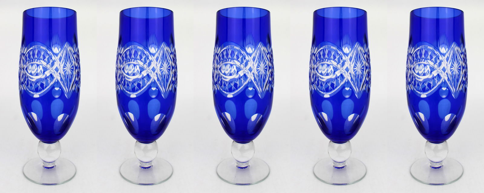 Antique Bohemian Cobalt Blue Overlay Cut Crystal Suite, 27 Pieces – Circa 1910 - 5