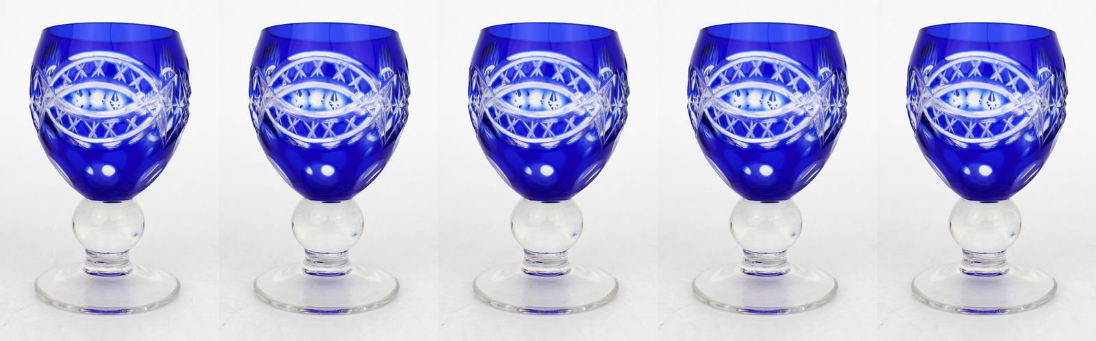 Antique Bohemian Cobalt Blue Overlay Cut Crystal Suite, 27 Pieces – Circa 1910 - 6