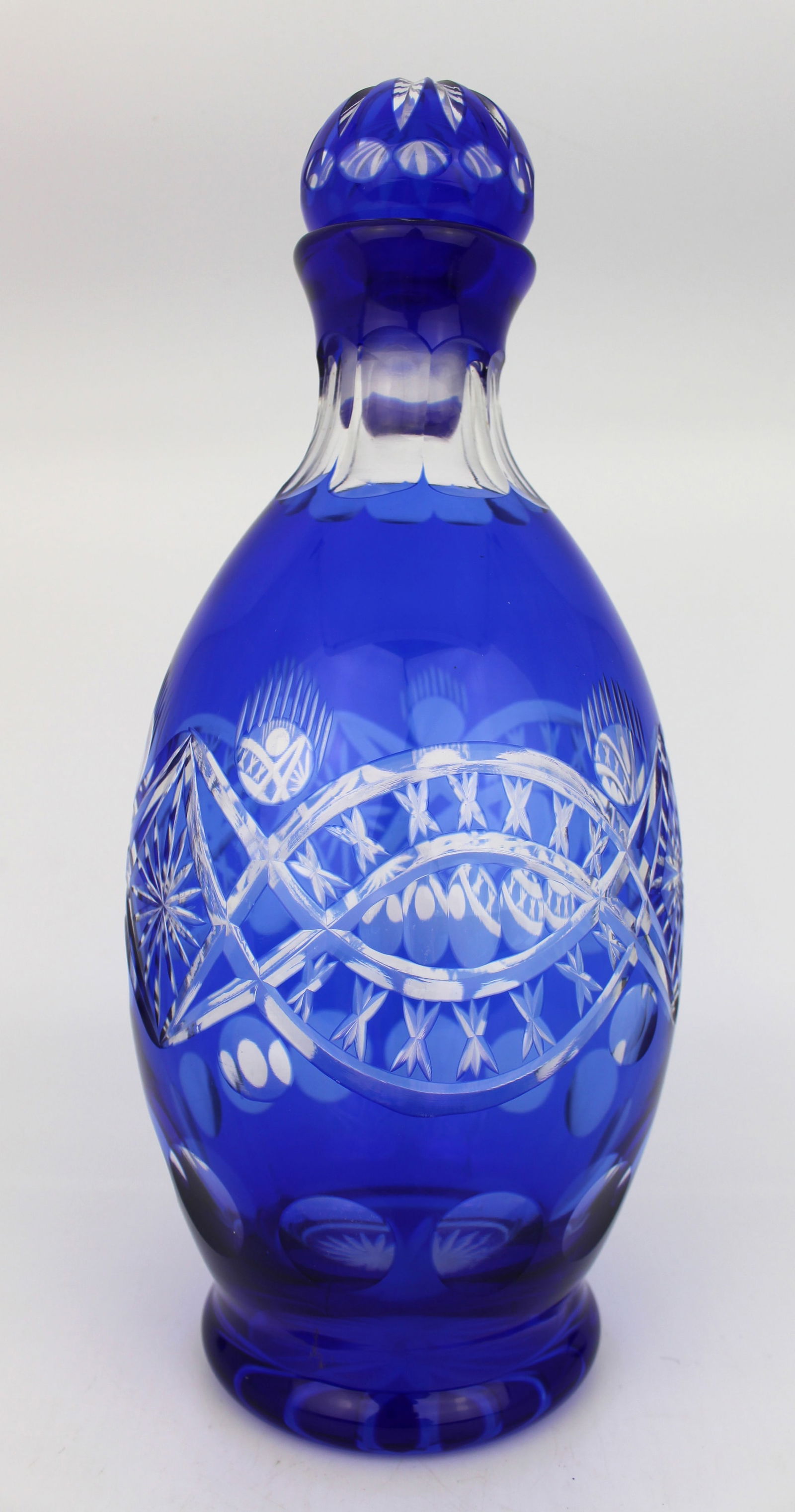 Antique Bohemian Cobalt Blue Overlay Cut Crystal Suite, 27 Pieces – Circa 1910 - 7