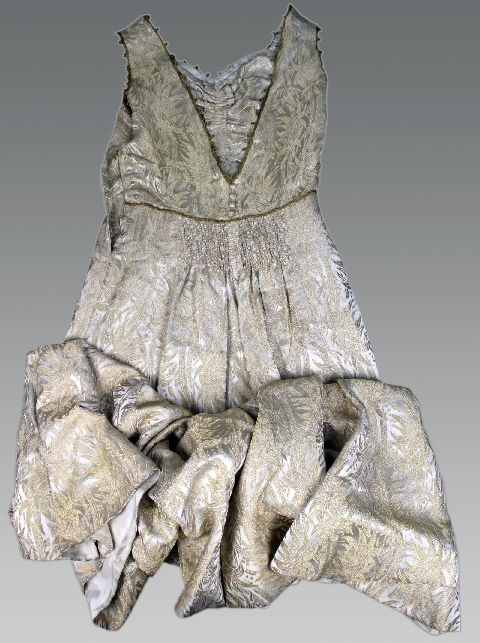 Edwardian Silk Brocade Dress - 5