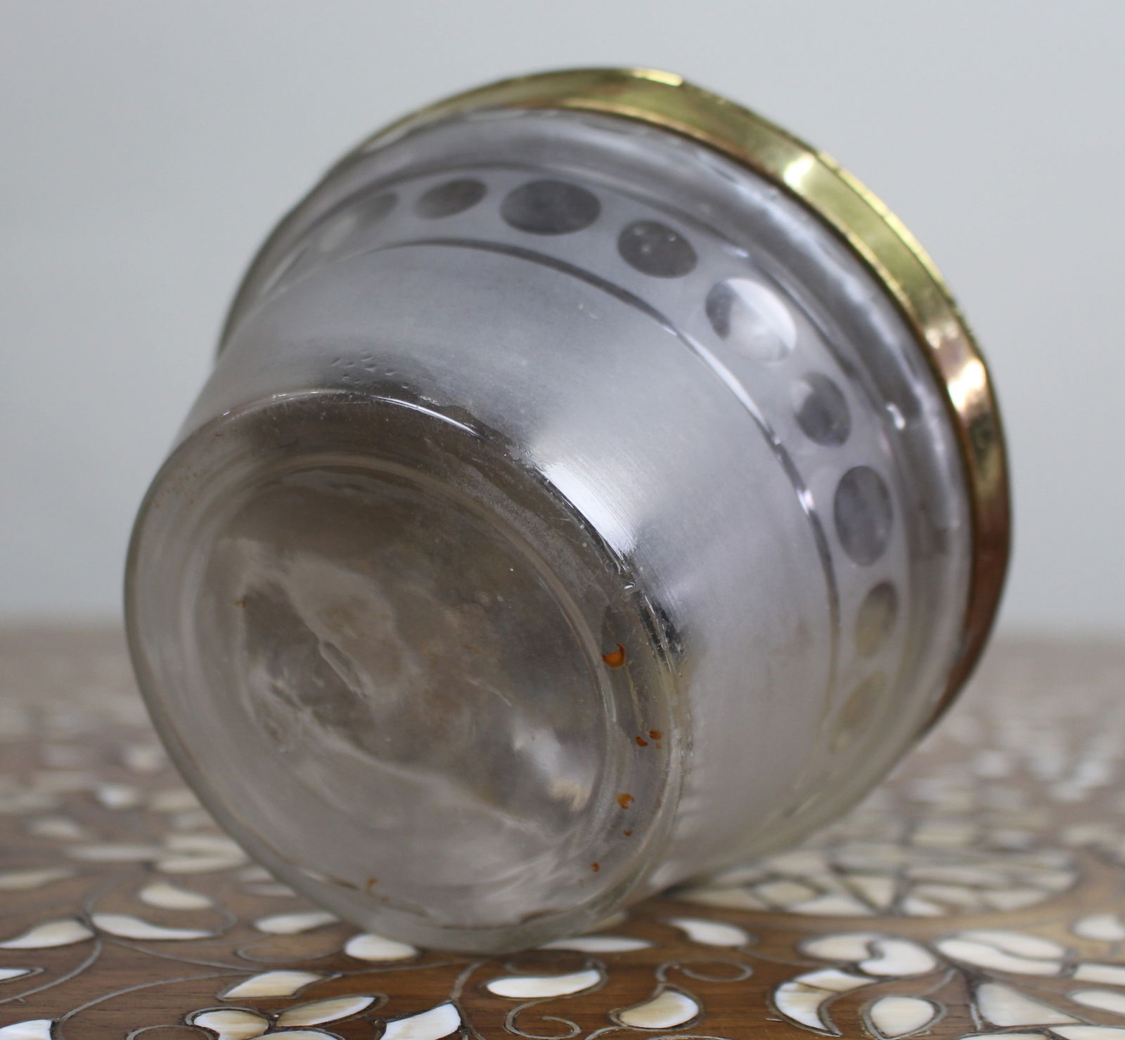 Victorian Frosted Glass and Brass Oil Lamp Font c.1900 - 5