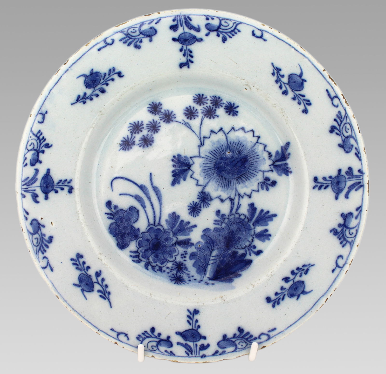 18th Century Delft Blue and White Floral Plate, c.1770 - 5