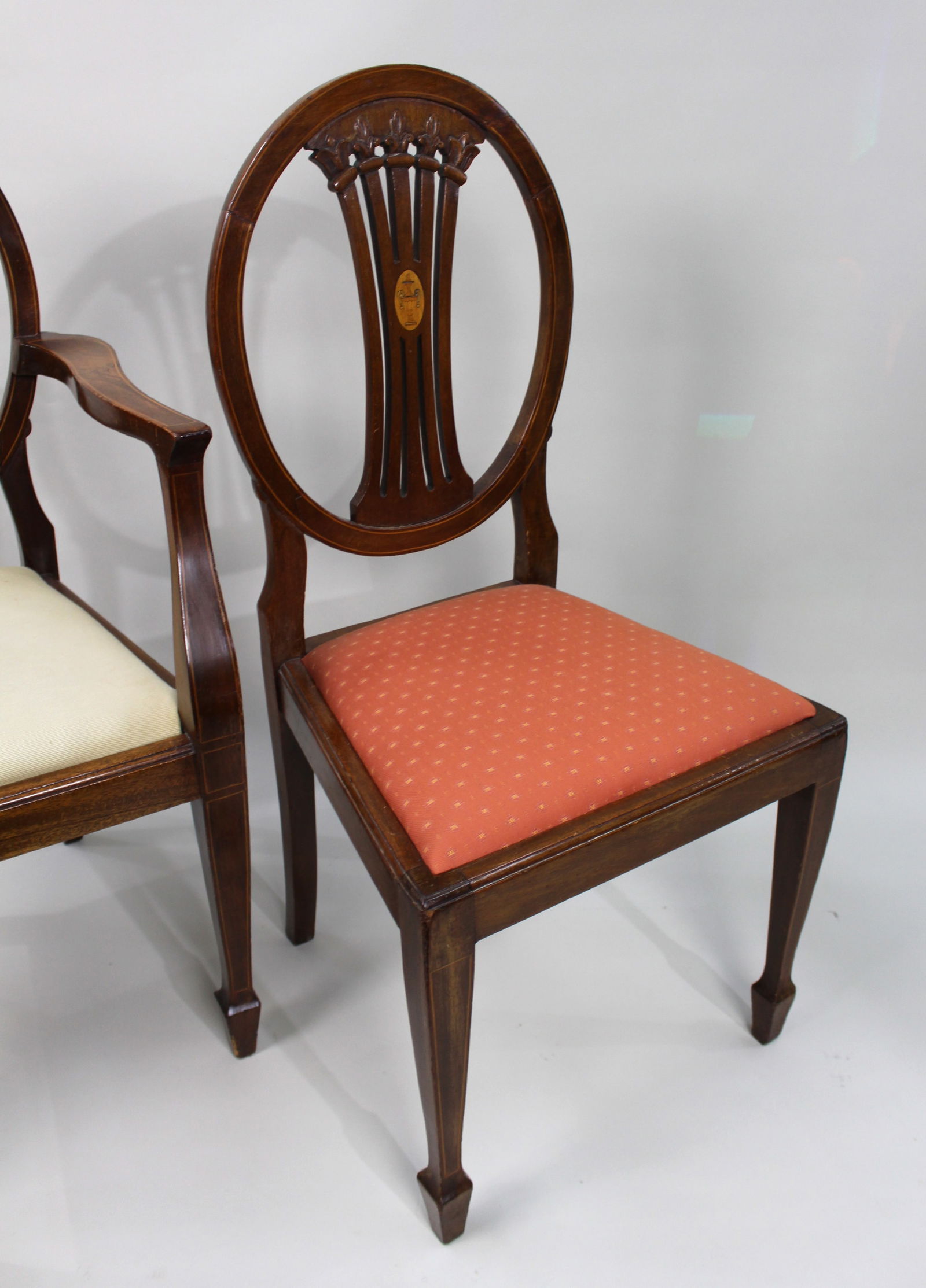 Set of Eight Vintage Mahogany Inlaid Dining Chairs - 9