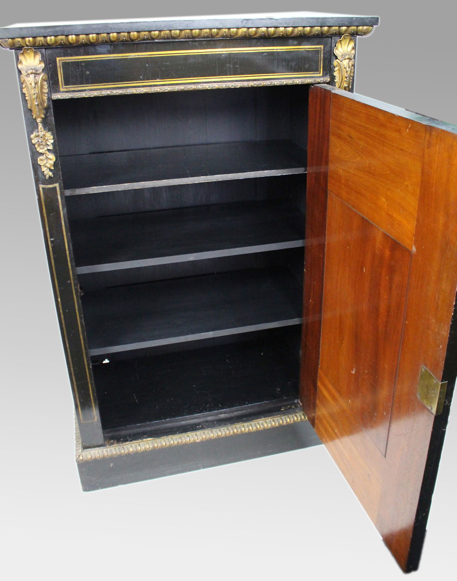Antique French Napoleon III Ebonised Pier Cabinet with Electrotype Panel - 10
