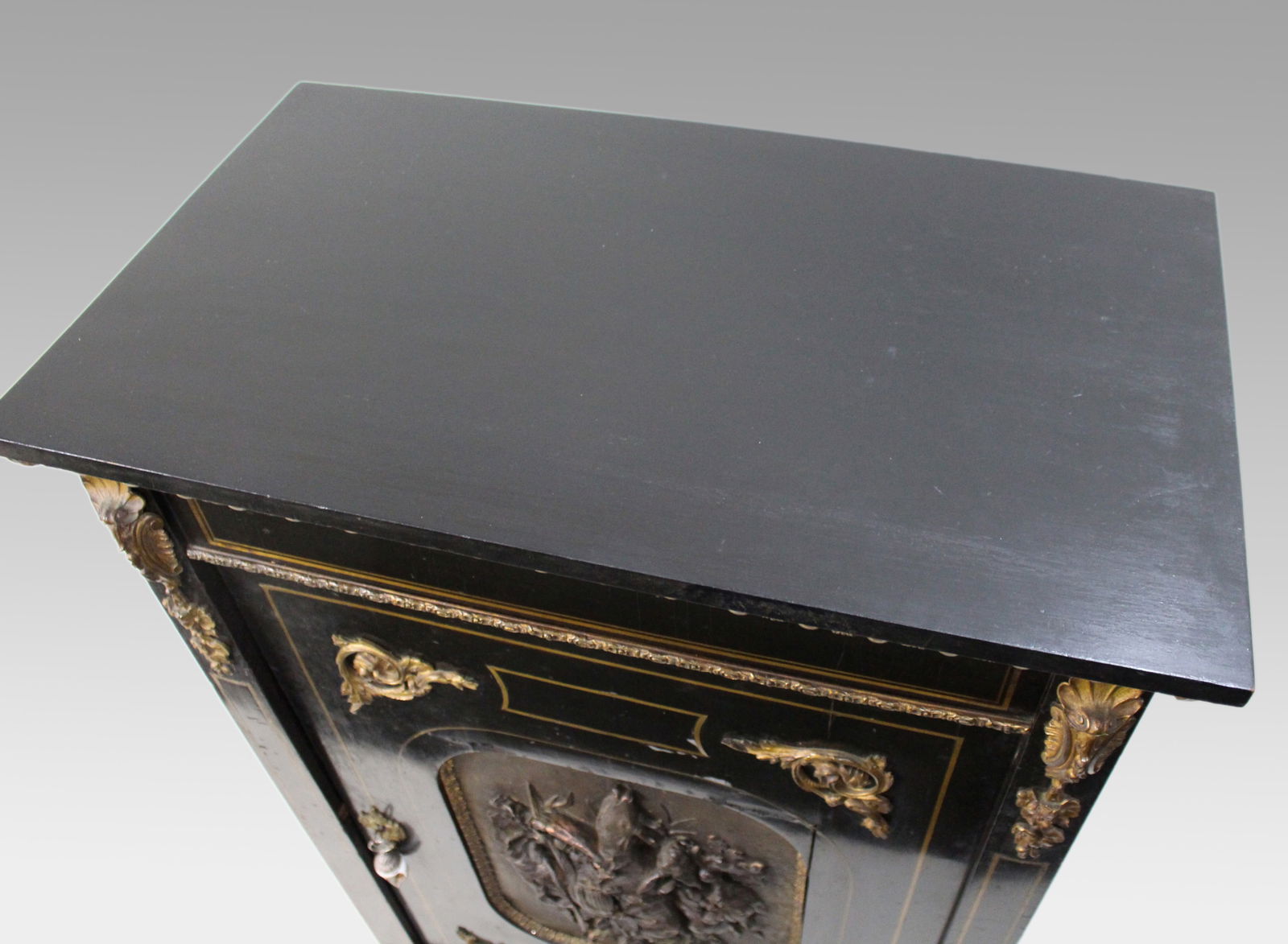 Antique French Napoleon III Ebonised Pier Cabinet with Electrotype Panel - 5