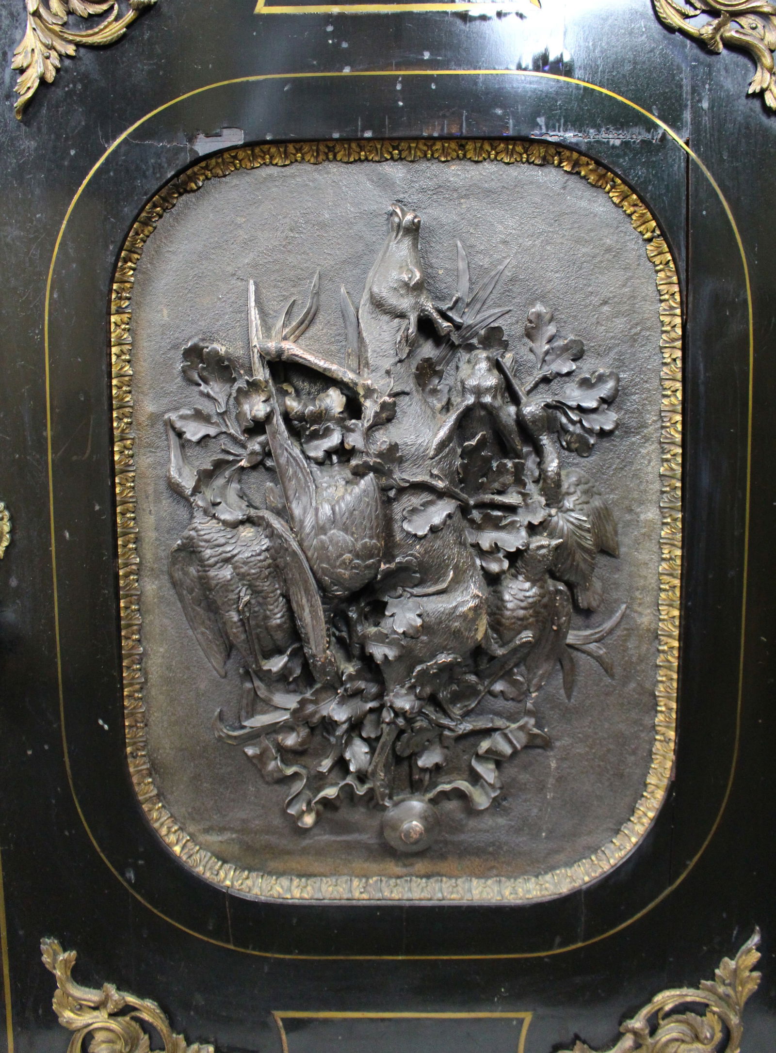 Antique French Napoleon III Ebonised Pier Cabinet with Electrotype Panel - 6