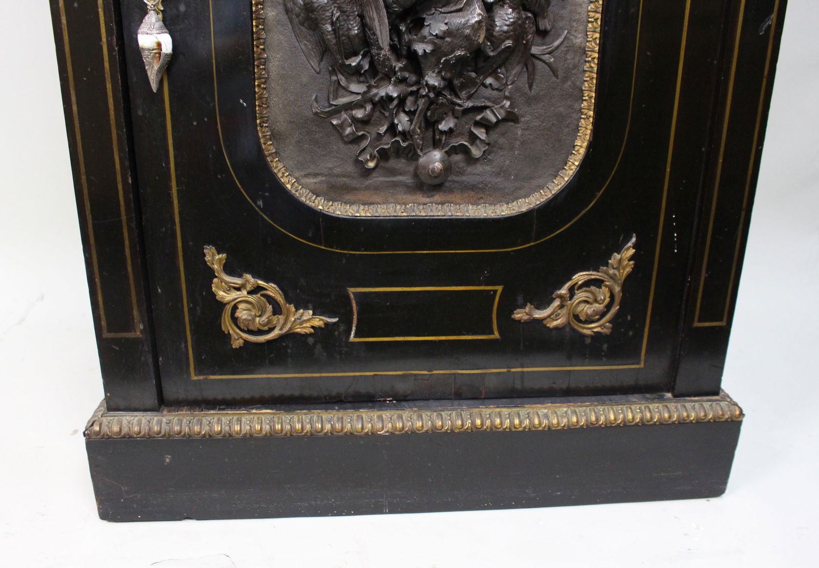 Antique French Napoleon III Ebonised Pier Cabinet with Electrotype Panel - 9