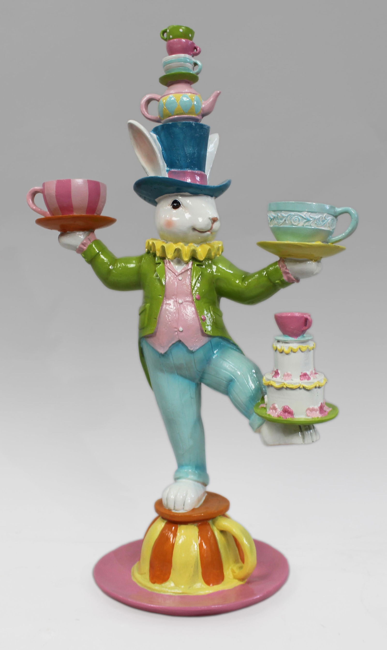 Decorative Easter Mad Hatter Ornament: Title: Decorative Easter Mad Hatter Ornament Description: Decorative Easter Mad Hatter Ornament Composite with a hand painted finish Measures 35 x 21 x 58 (height) cm Condition: Used