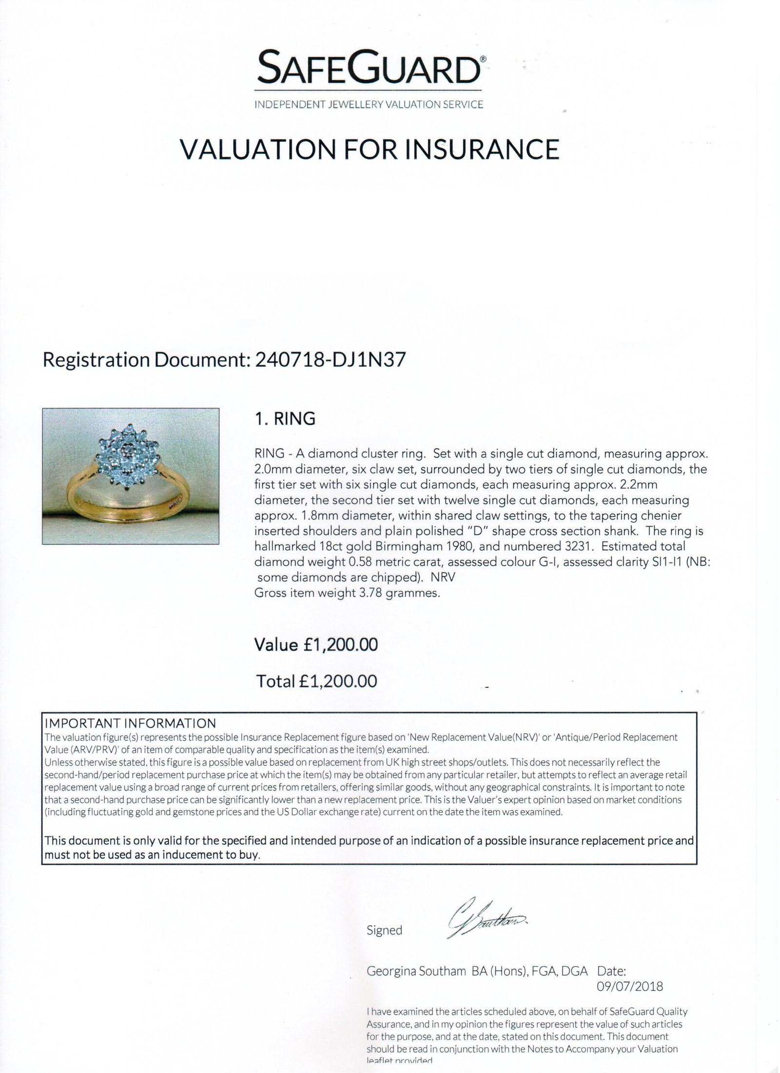 Vintage Diamond Cluster 18ct Gold Ring - 5