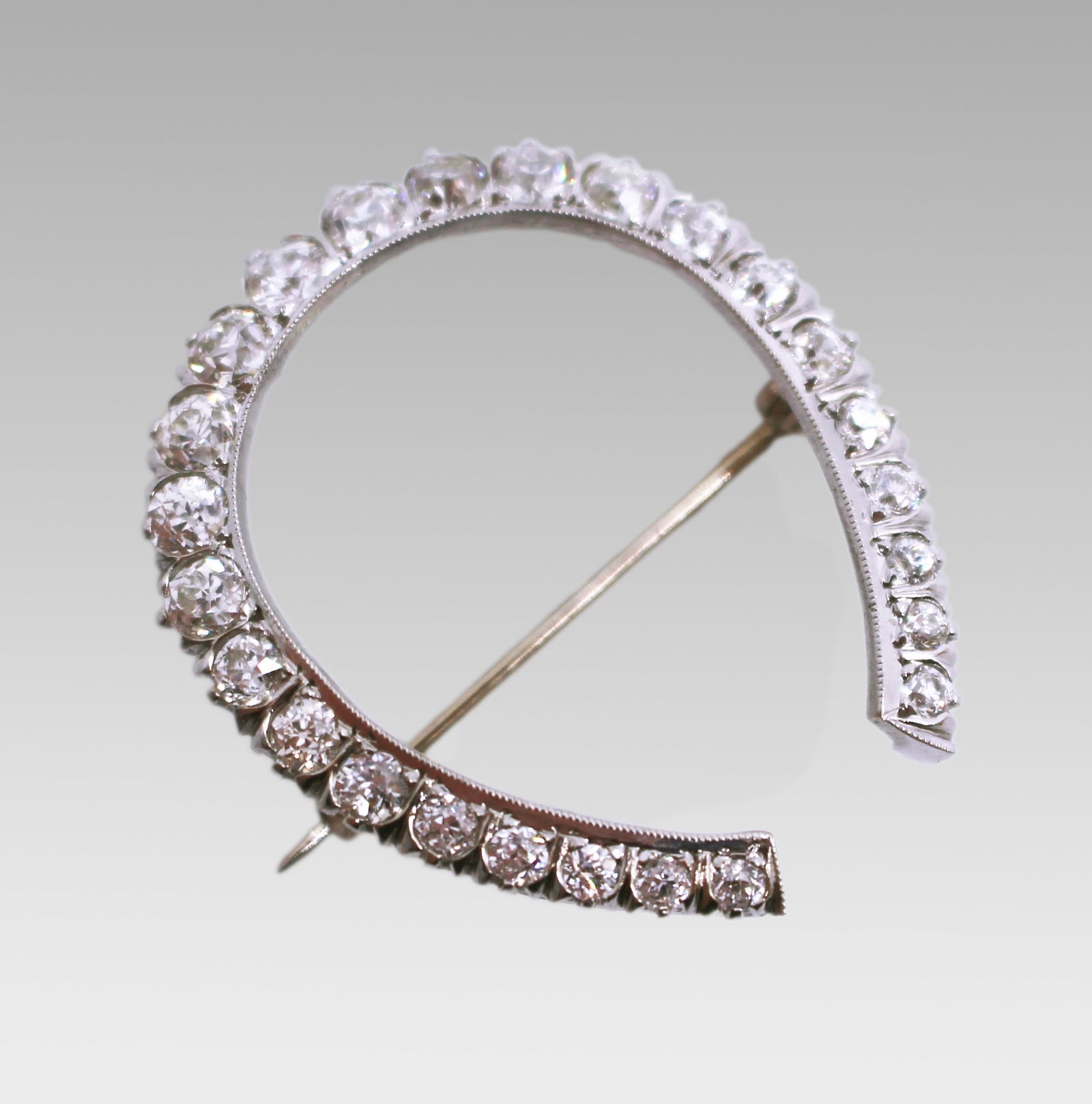 Fine Platinum Diamond Horseshoe Brooch, Circa 1925 - 2