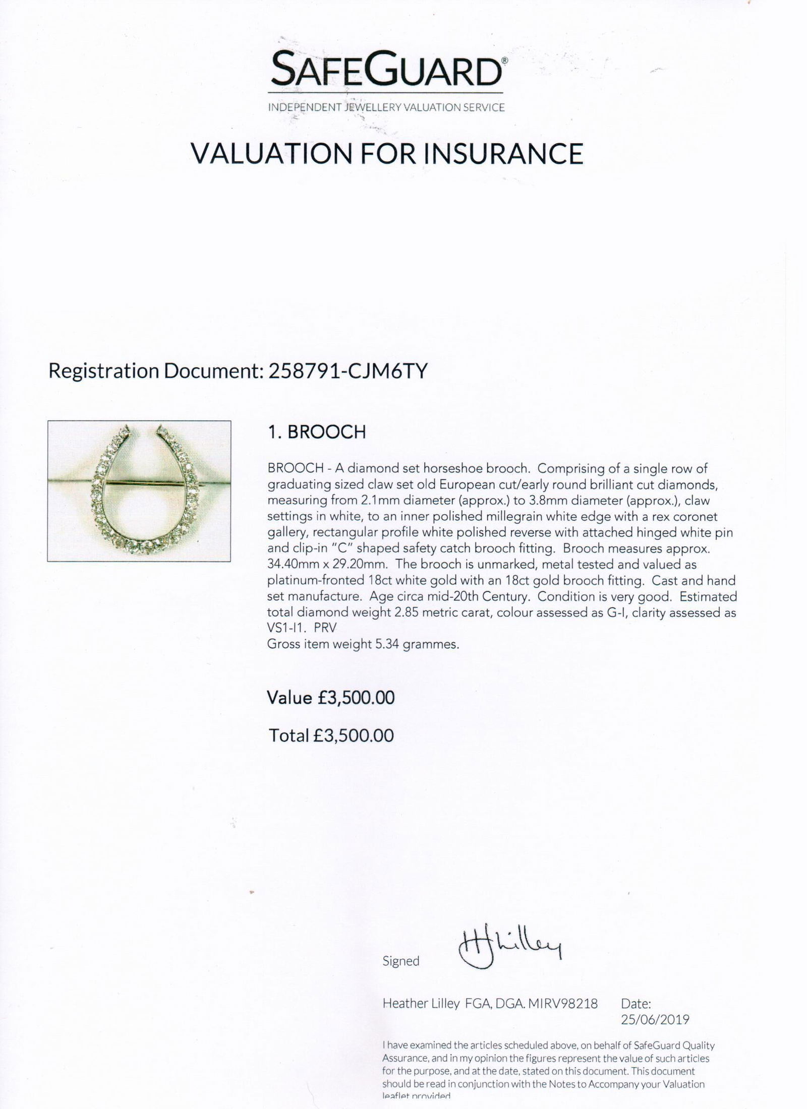 Fine Platinum Diamond Horseshoe Brooch, Circa 1925 - 5