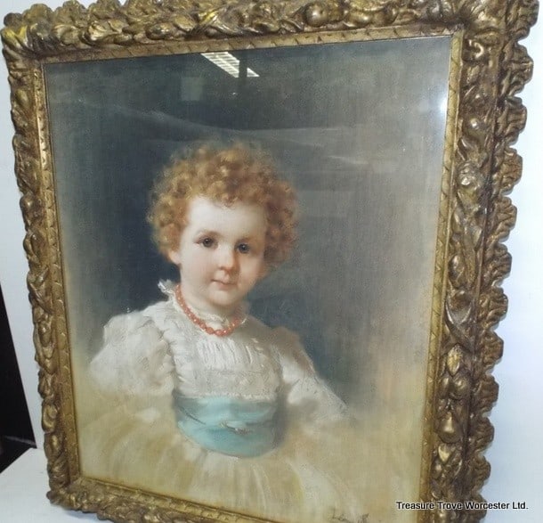 Antique 1897 Pastel Portrait of a Child by Léon Spinick - 4