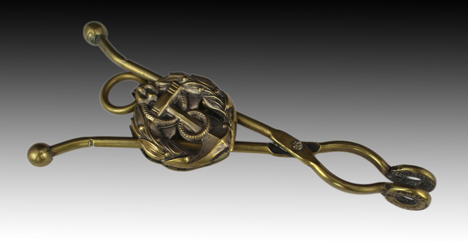 Victorian Brass Sugar Tongs with Nautical Anchor Motif - 4