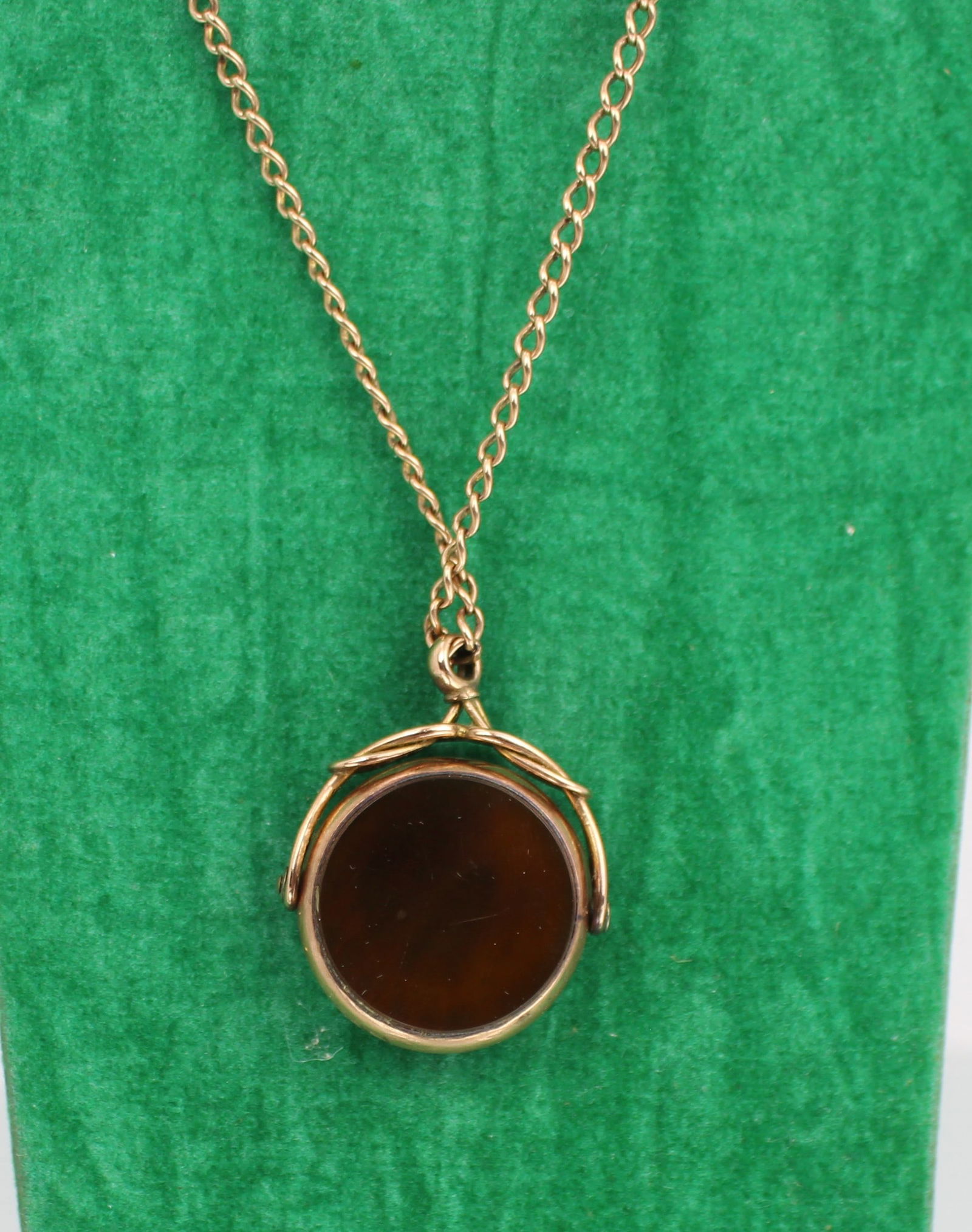 Edwardian 9ct Rose Gold Swivel Fob Pendant Necklace - 3