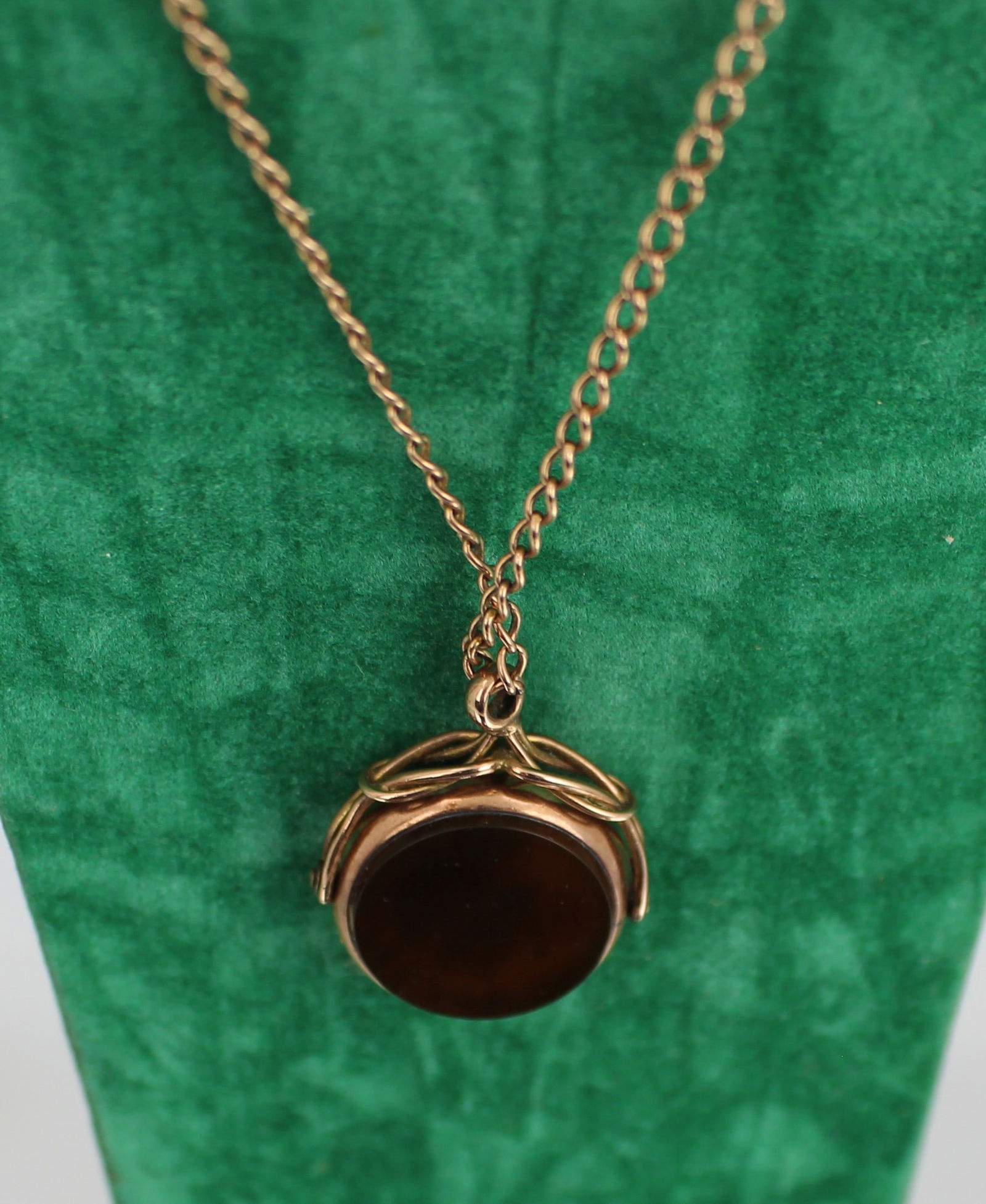 Edwardian 9ct Rose Gold Swivel Fob Pendant Necklace - 4