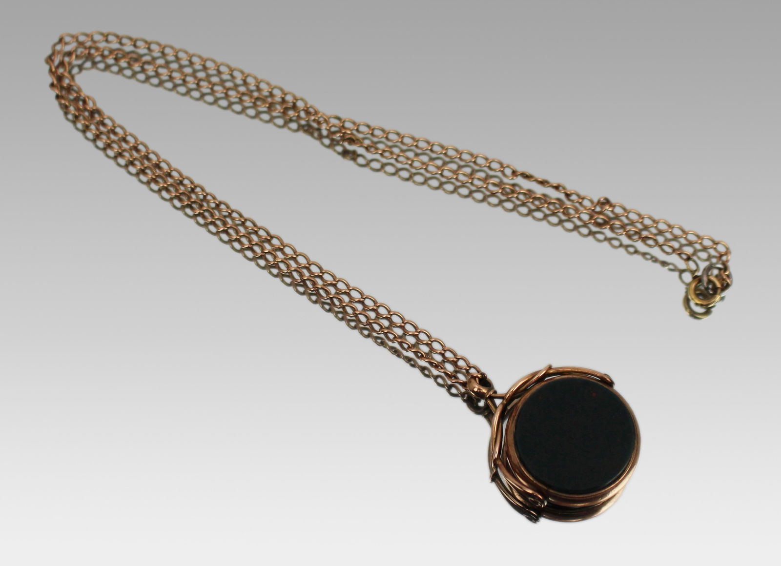 Edwardian 9ct Rose Gold Swivel Fob Pendant Necklace - 6