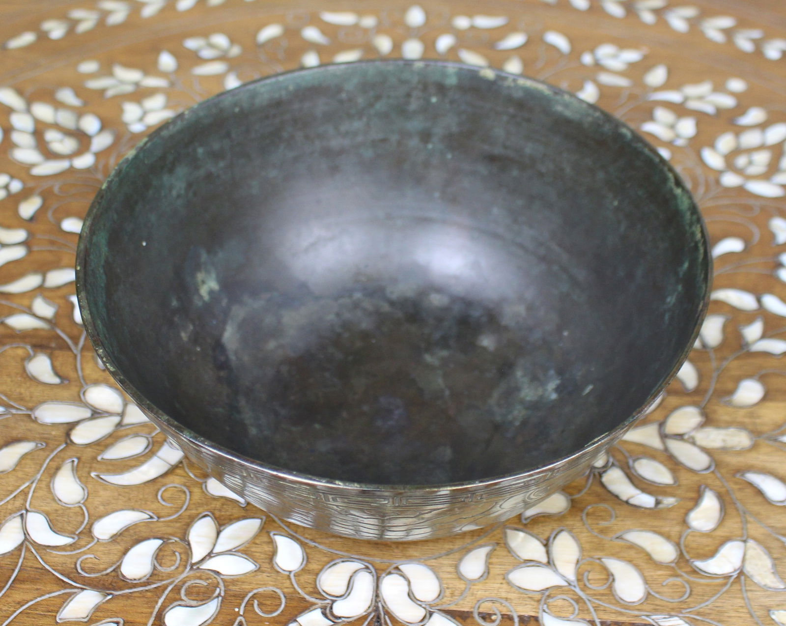 Chinese Engraved Brass Bowl - 3