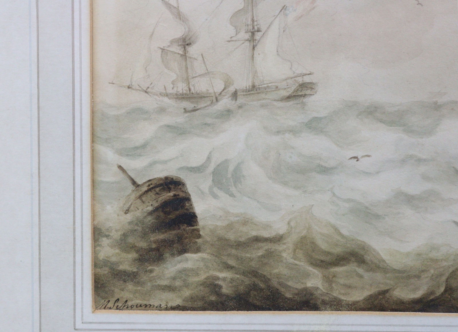Martinus Schouman (Dutch, 1770-1848) Watercolour Seascape - 3