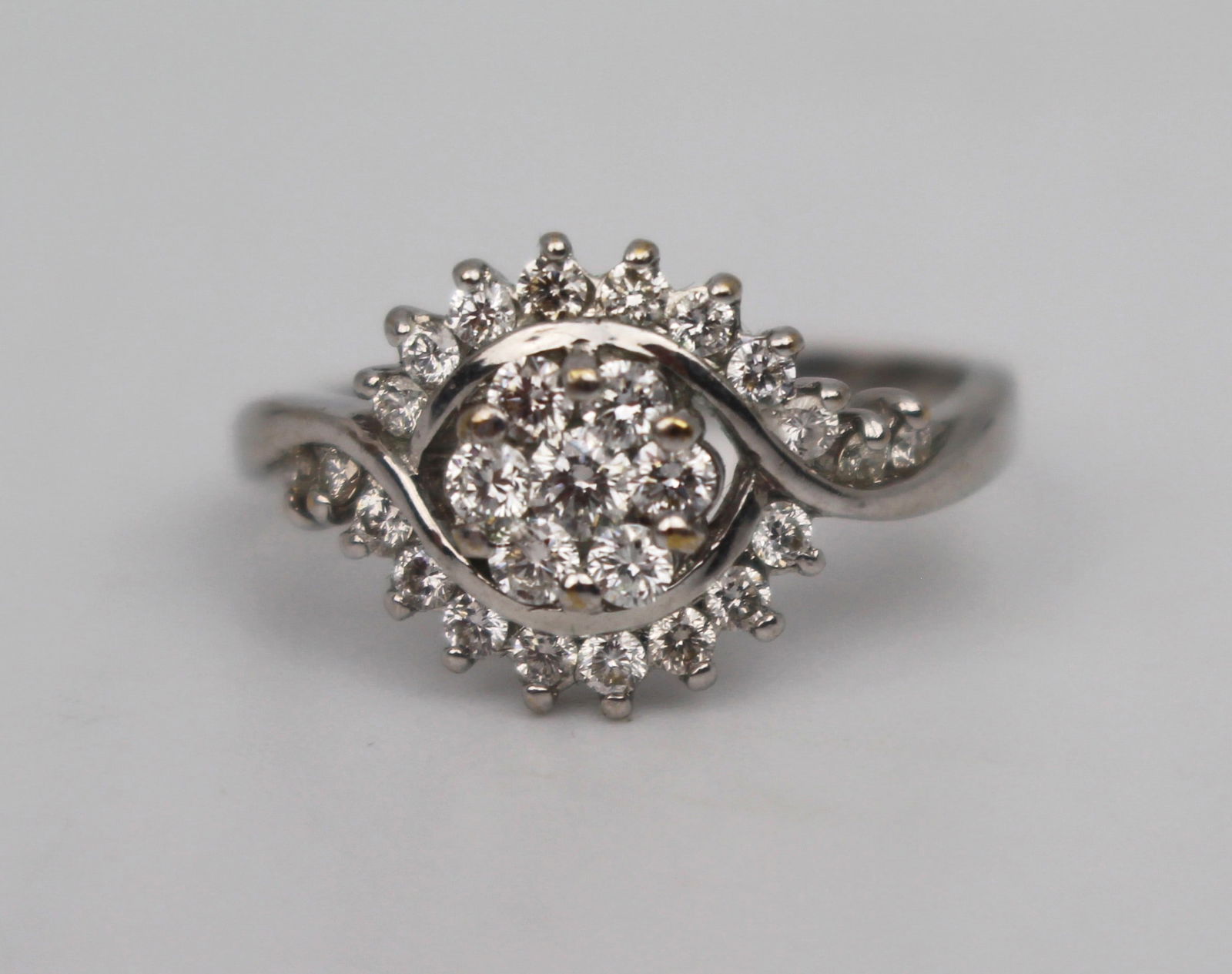 Elegant Diamond Fancy Cluster Ring - 18ct White Gold (1 of 5)