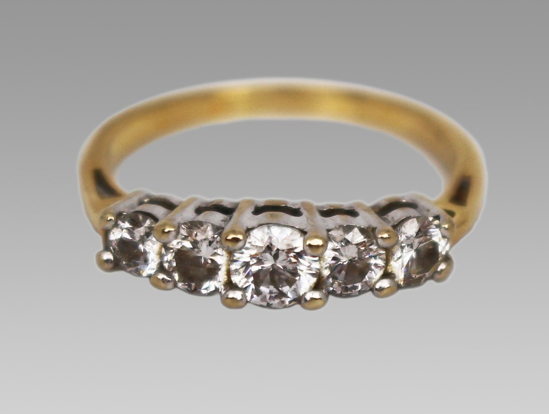 18ct Yellow Gold Diamond Five-Stone Ring – 0.75 Carat: Title: 18ct Yellow Gold Diamond Five-Stone Ring – 0.75 Carat Description: 18ct Yellow Gold Diamond Five-Stone Ring – 0.75 Carat An elegant five-stone diamond ring set in