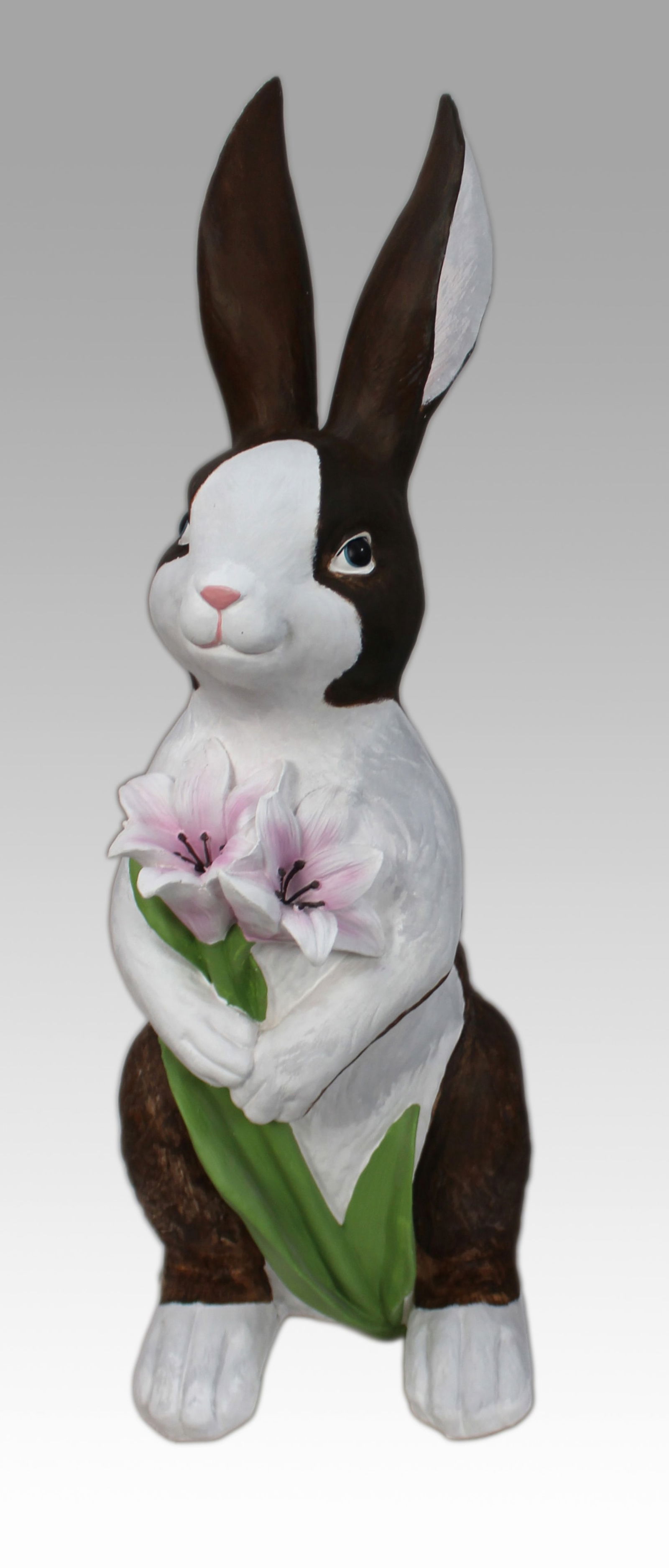 Hand Painted Brown Easter Bunny Statue - 2
