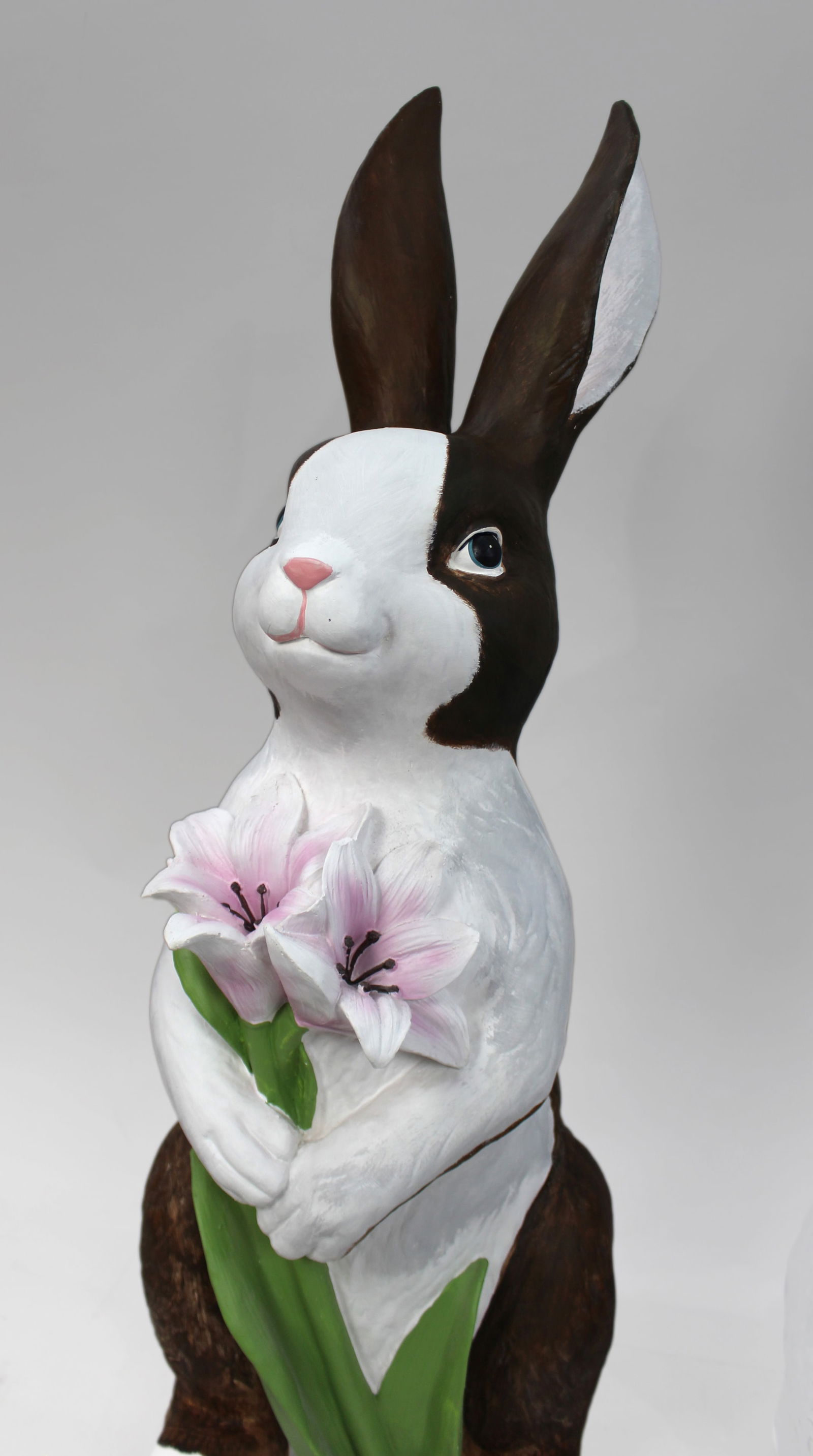 Hand Painted Brown Easter Bunny Statue - 3