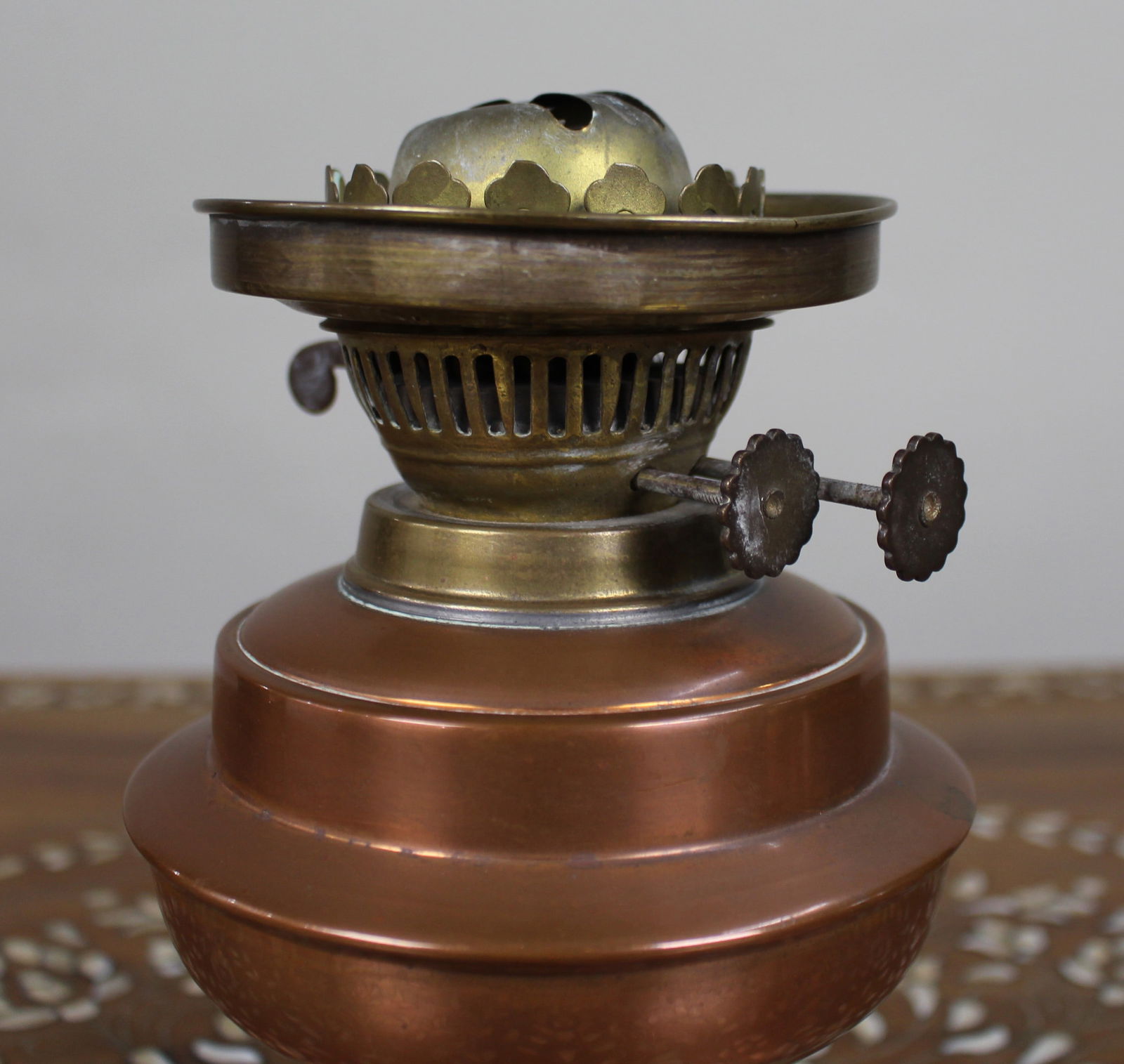 Antique Copper & Brass Oil Lamp - 2