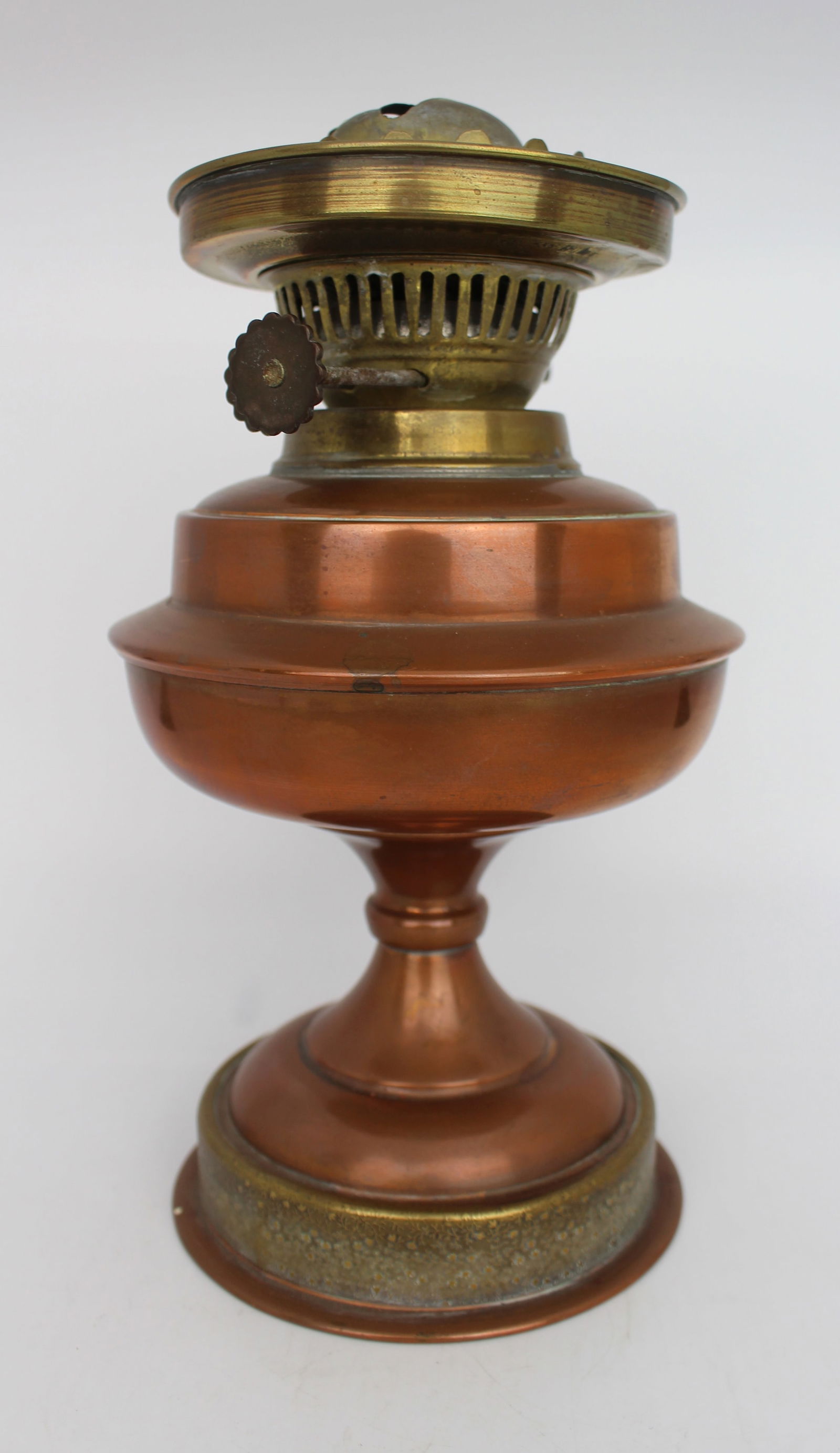 Antique Copper & Brass Oil Lamp - 7