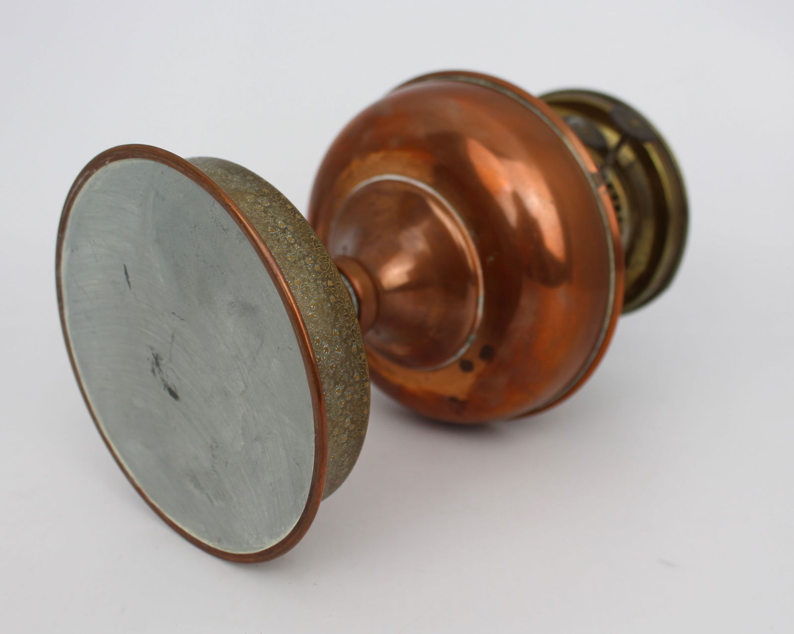 Antique Copper & Brass Oil Lamp - 9