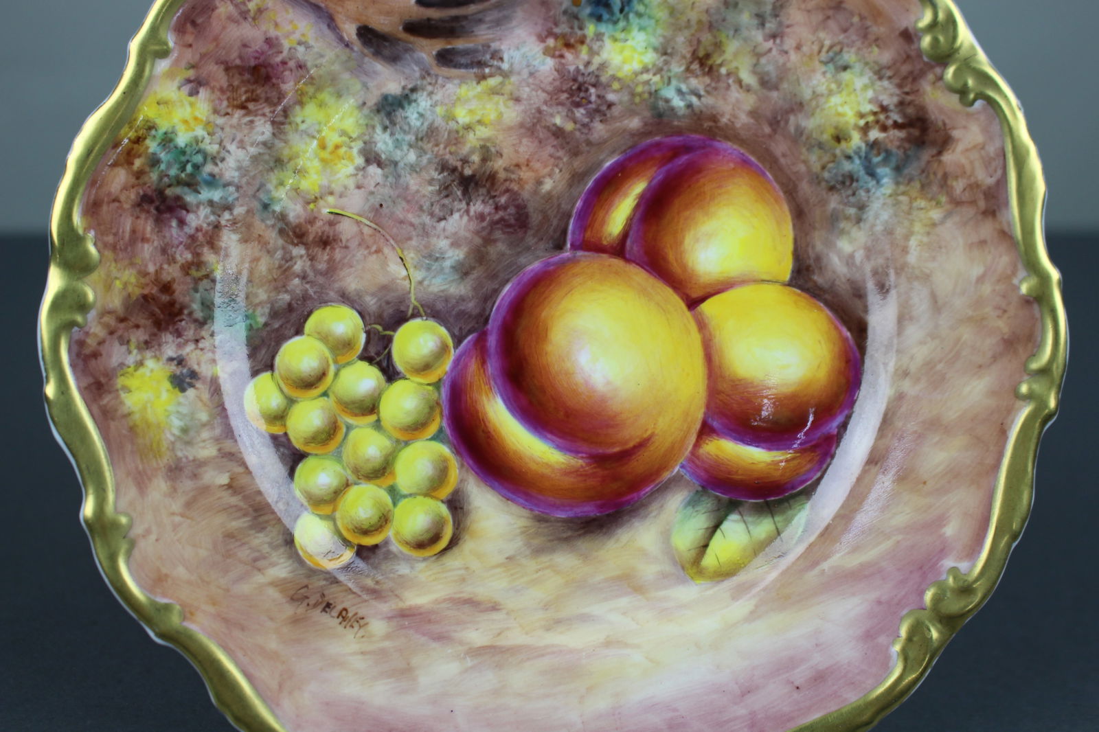 Hand Painted Worcester Fallen Fruit Plate by Delaney - 2