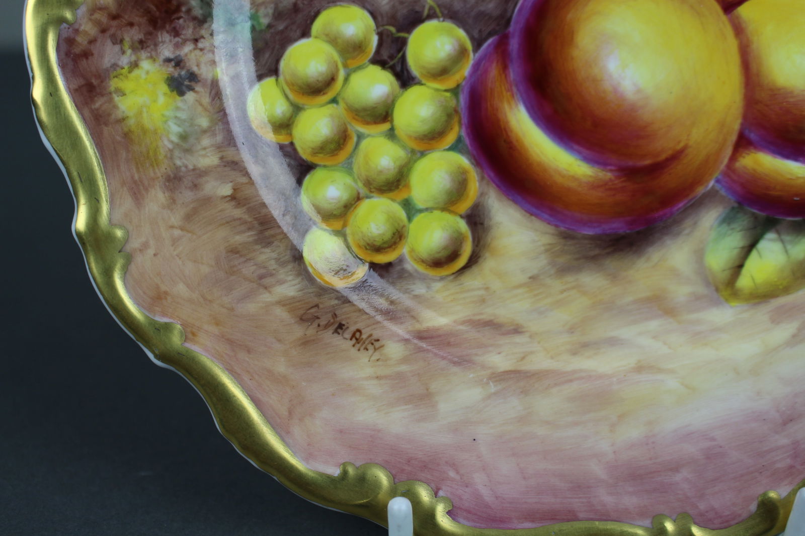 Hand Painted Worcester Fallen Fruit Plate by Delaney - 3