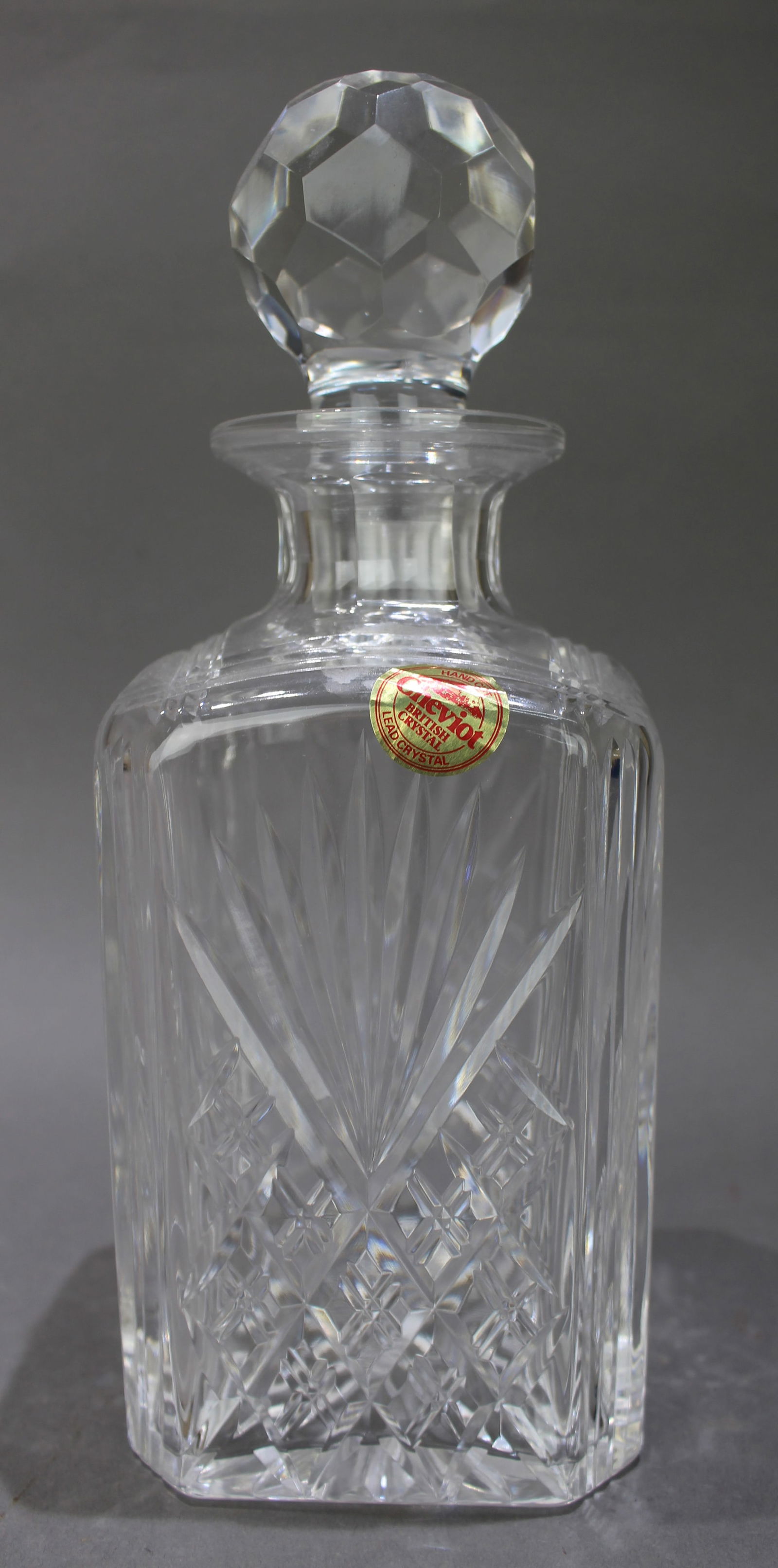 Vintage Cheviot British Crystal Square Shaped Spirit Decanter (1 of 3)