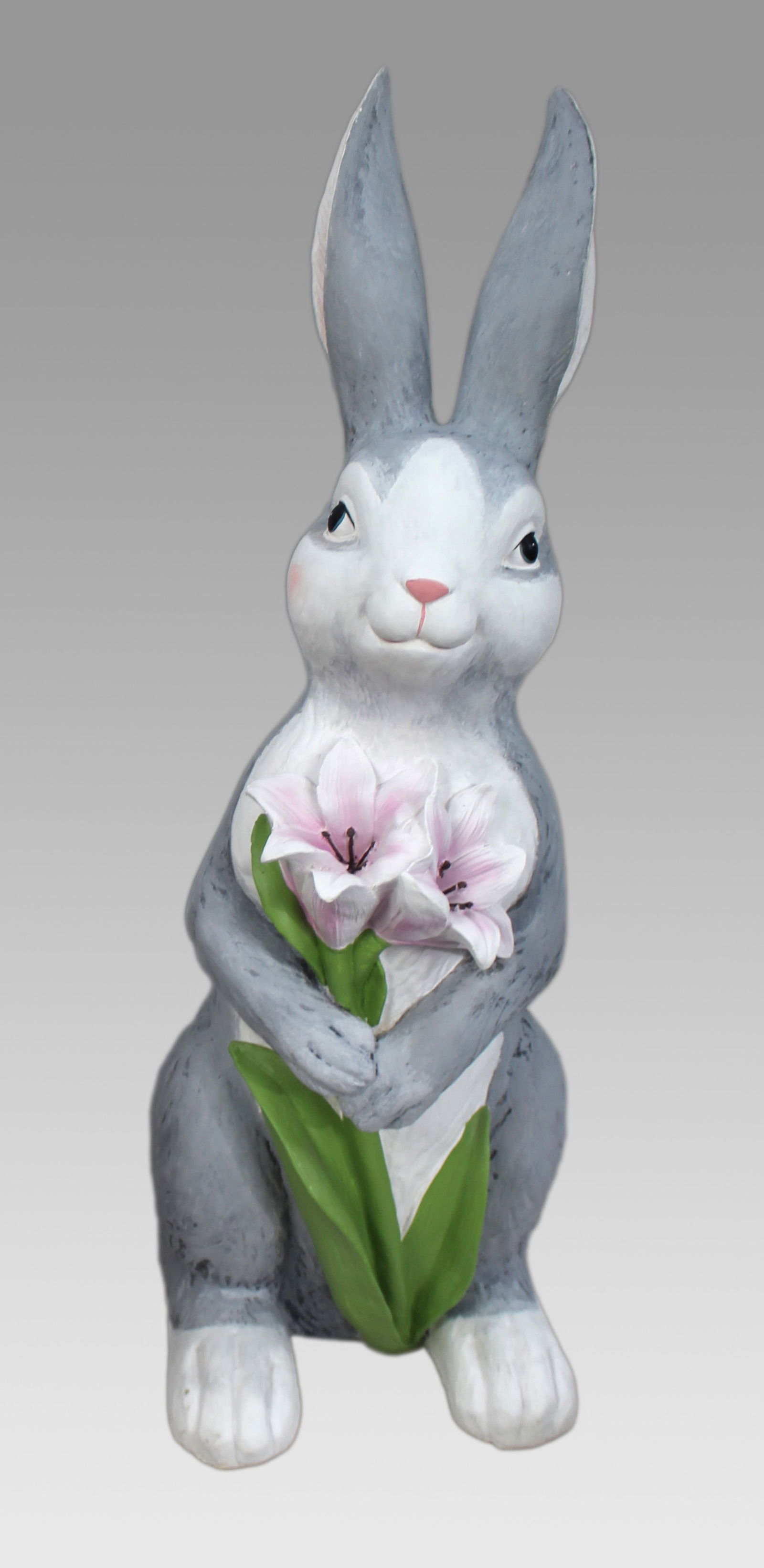Hand Painted Grey Easter Bunny Statue - 2