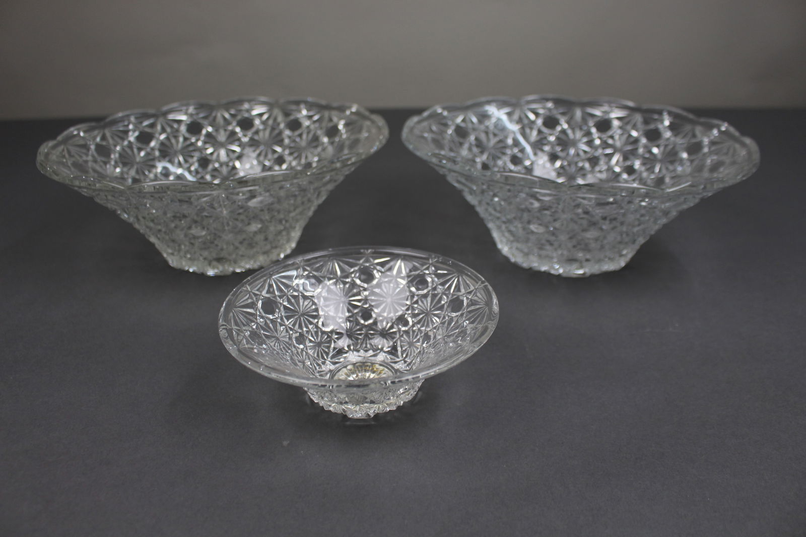 Set of 3 Vintage Pressed Glass Bowls - 2