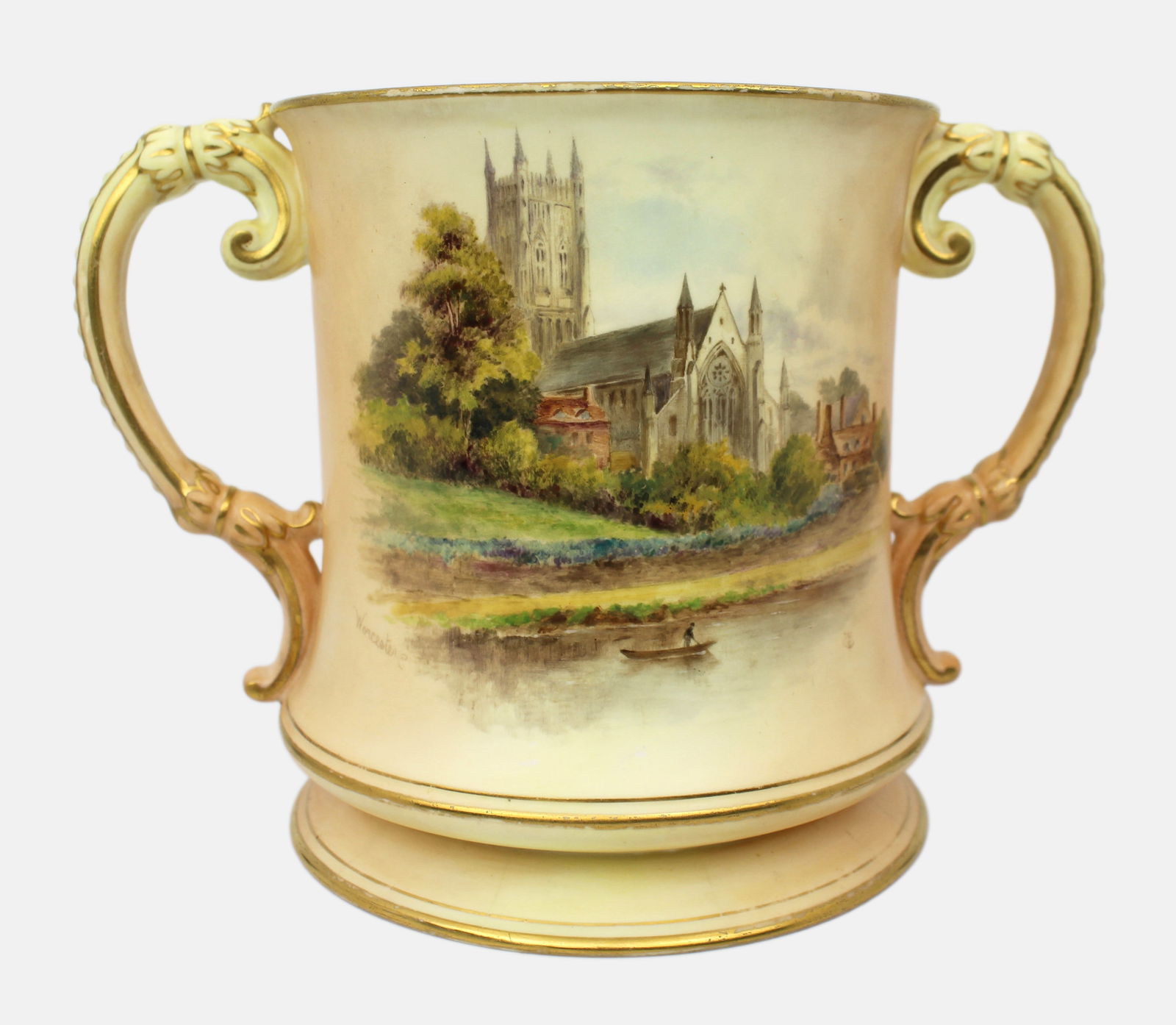 Large Royal Worcester Loving Cup Worcester Cathedral c.1902 - 10