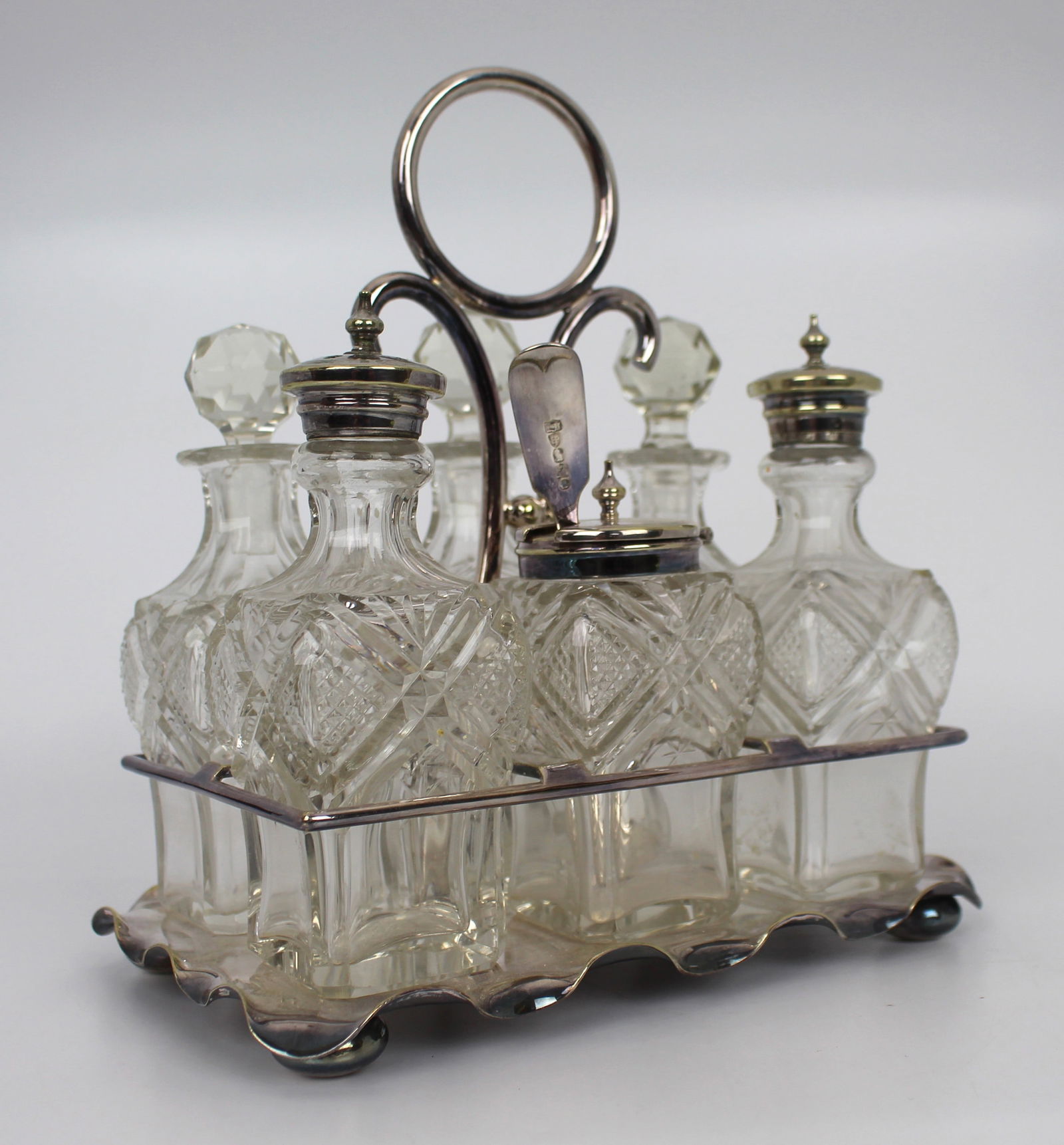 Fine Edwardian Silver Plated Crystal Cruet Set (1 of 6)