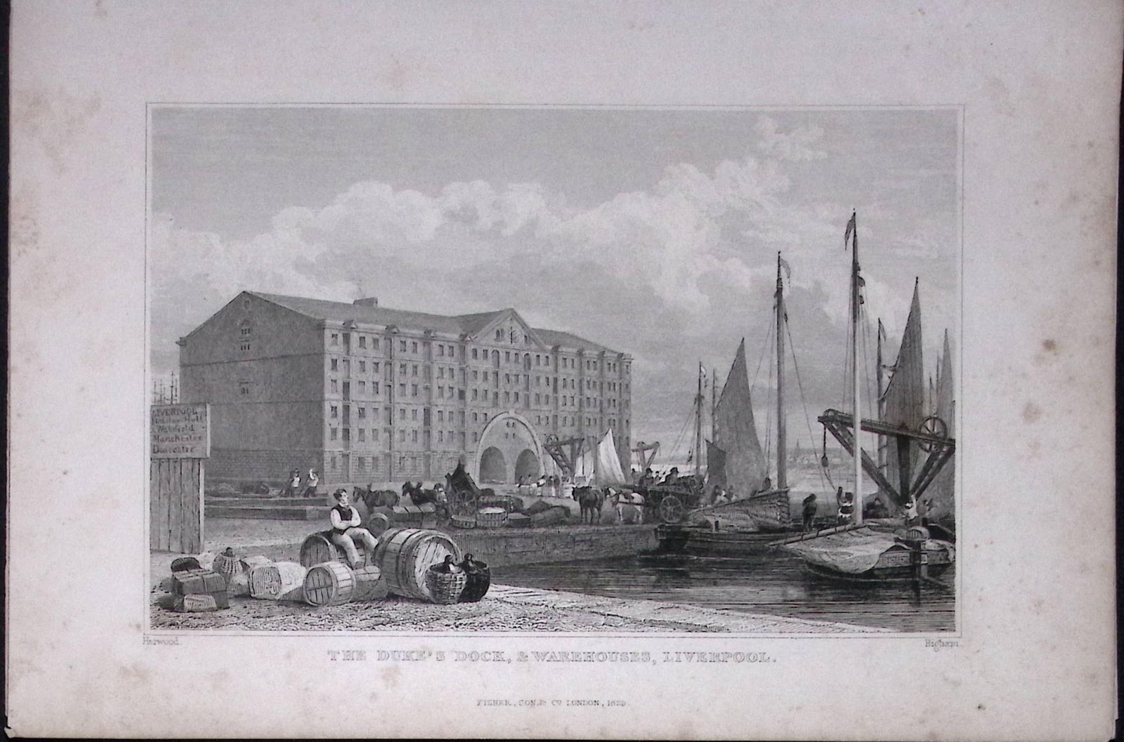 Liverpool Duke’s Dock Antique 195 Years-Old Steel-Engraving-27: Title: Liverpool Duke’s Dock Antique 195 Years-Old Steel-Engraving-27 Description: This Antique Steel Engraving Was Removed from a 195-Year-Old Edition of. Lancashire Illustrated in a