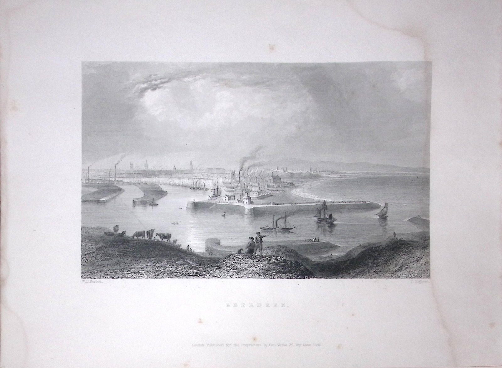 Aberdeen City Scotland WH Bartlett 1842 Antique Steel Engraving-122: Title: Aberdeen City Scotland WH Bartlett 1842 Antique Steel Engraving-122 Description: This Steel Engraved Print Has Been Removed from an Antique 1842 Edition of. Finden’s The Ports,