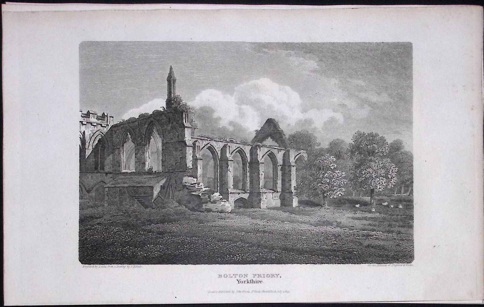 Bolton Abbey Yorkshire Antique 213 Years-Old Steel-Engraving-33: Title: Bolton Abbey Yorkshire Antique 213 Years-Old Steel-Engraving-33 Description: This Yorkshire Georgian Antique Print Was Removed from a First Edition of. The B