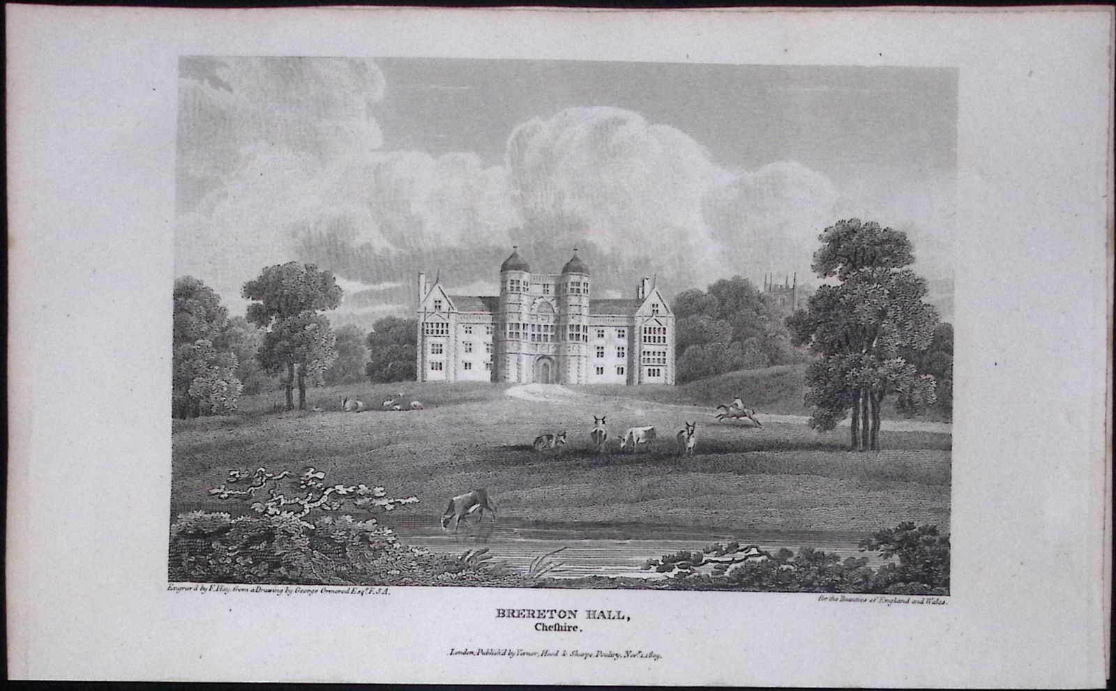 Brereton Hall Cheshire Antique 224 Years-Old Steel-Engraving-70: Title: Brereton Hall Cheshire Antique 224 Years-Old Steel-Engraving-70 Description: This Cheshire Georgian Antique Print Was Removed from a First Edition of. The Beauties of England and Wales