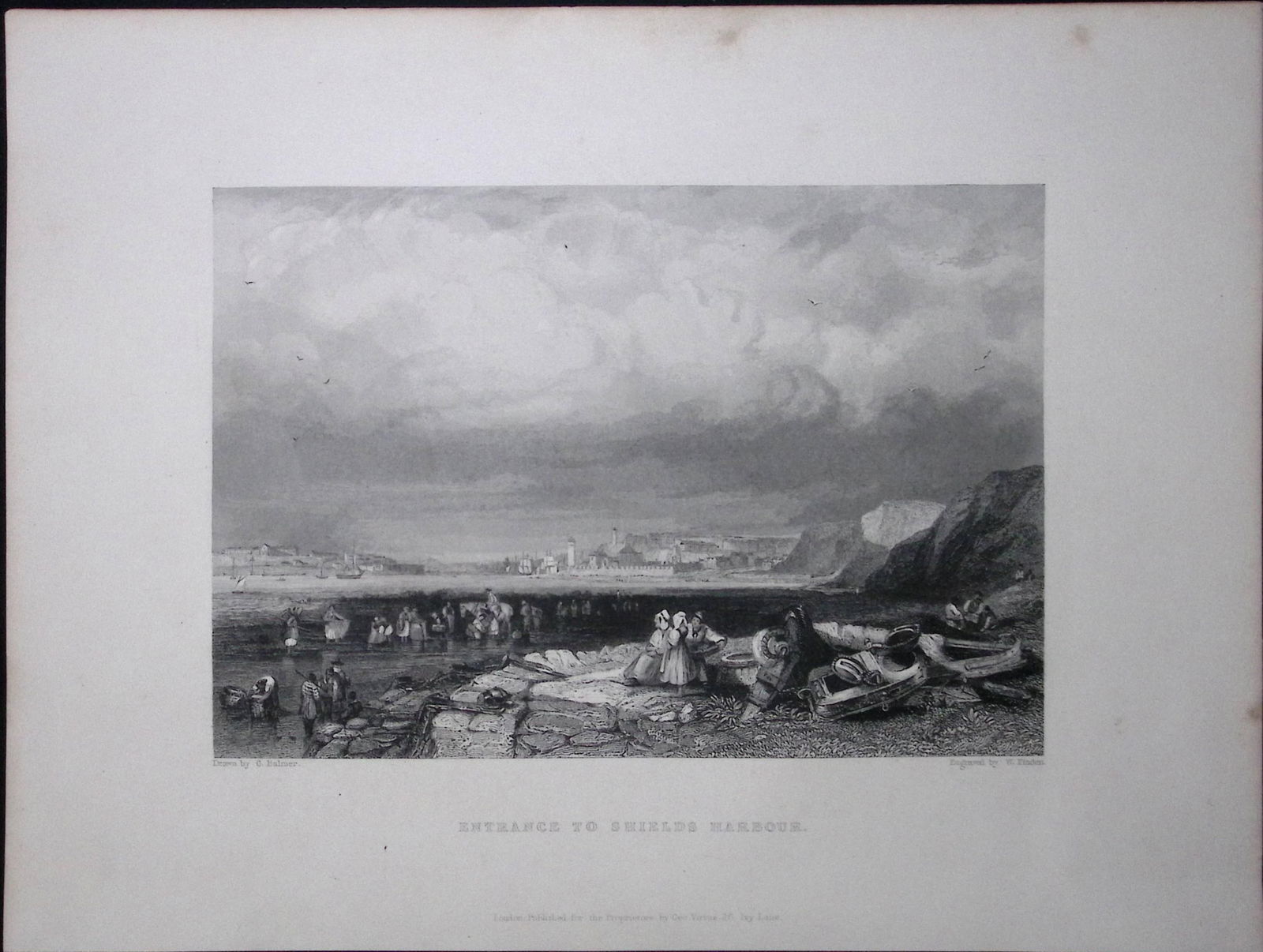 Shields Harbour Entrance WH Bartlett 183 Years-Old Antique Steel Engraving-48: Title: Shields Harbour Entrance WH Bartlett 183 Years-Old Antique Steel Engraving-48 Description: This Steel Engraved Print Has Been Removed from an Antique 1842 Edition of. <